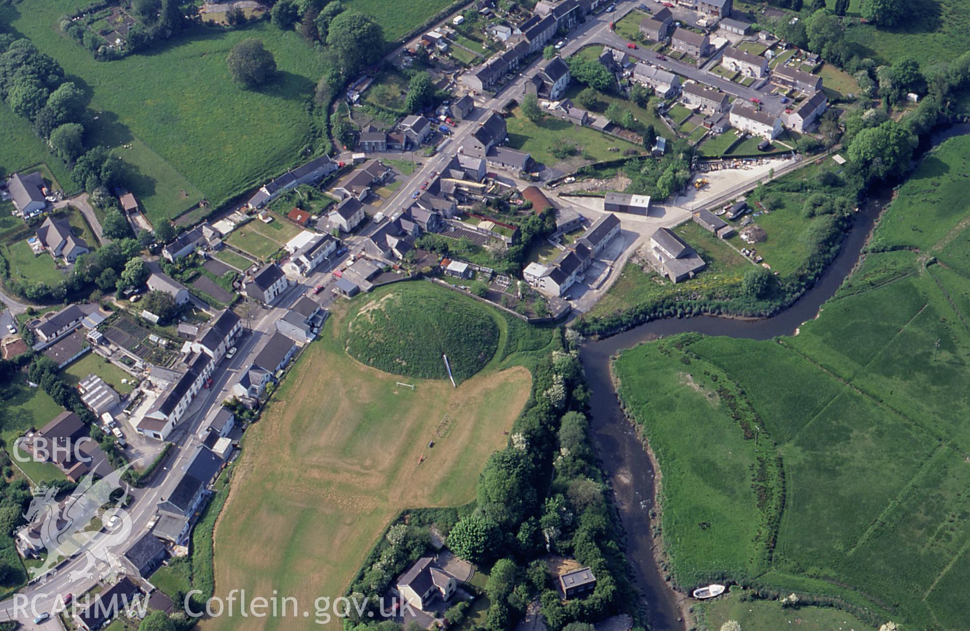 RCAHMW colour slide oblique aerial photograph of St Clears Castle, taken on 18/05/1998 by Toby Driver