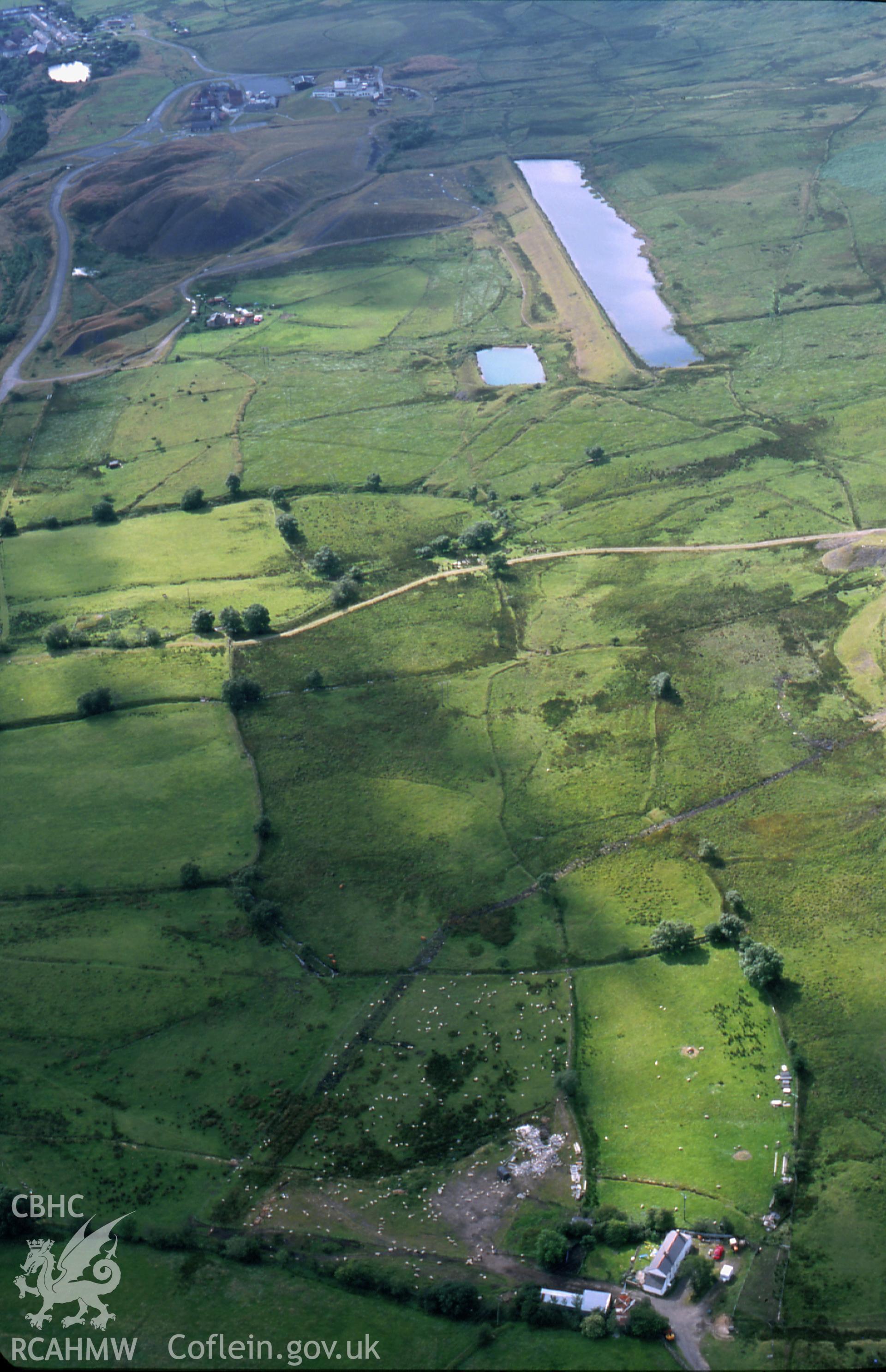 RCAHMW colour slide oblique aerial photograph of Field Farm, Coity Mountain, Blaenavon, taken on 24/07/1998 by Toby Driver