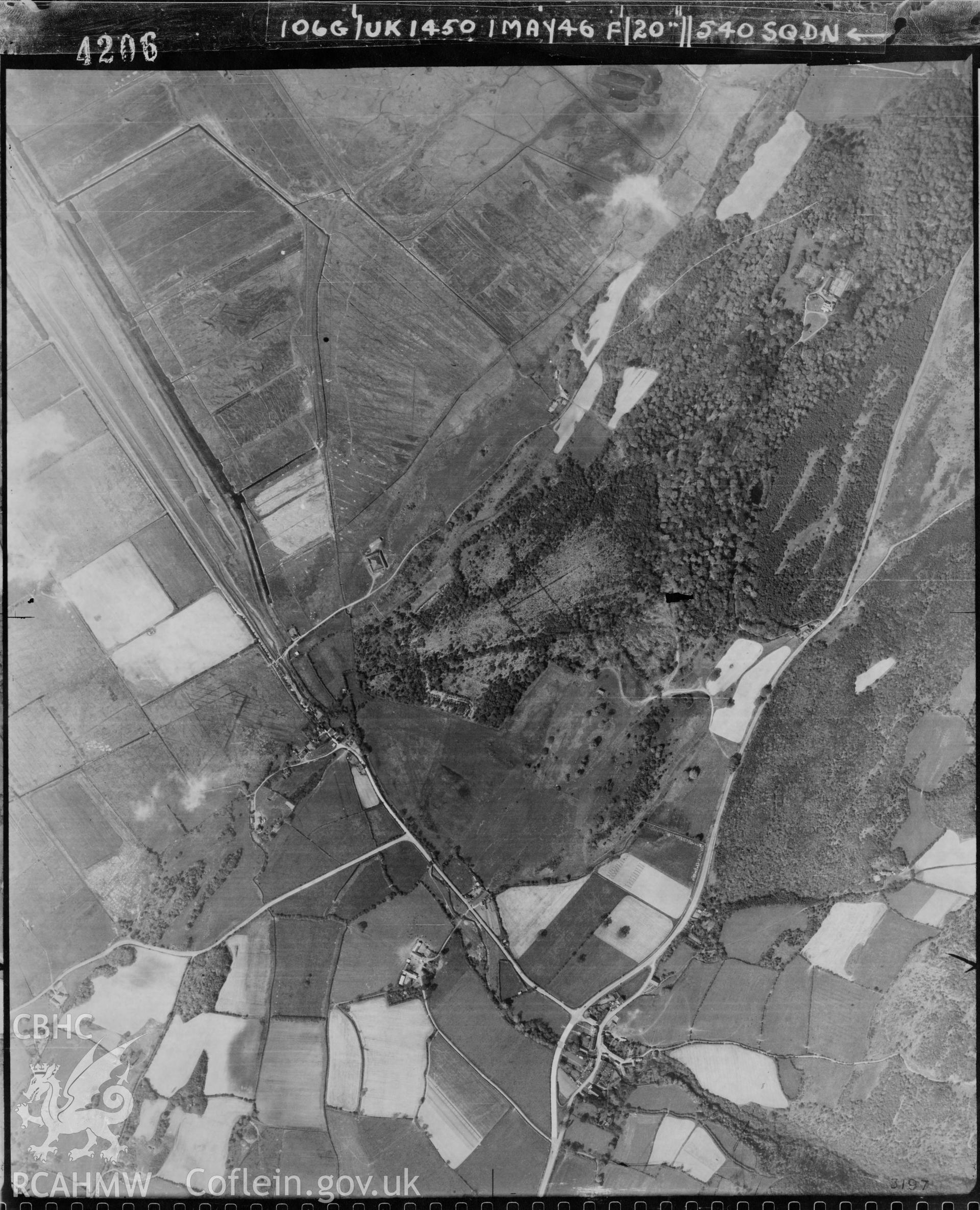 Black and white vertical aerial photograph taken by the RAF on 02/05/1946 centred on SN58647965 at a scale of 1:10000. The photograph includes part of Aberystwyth community in Ceredigion.