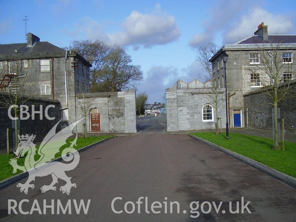 Colour digital photograph showing Pembroke Dockyard Gates taken by Phil Kingdom, 2008.