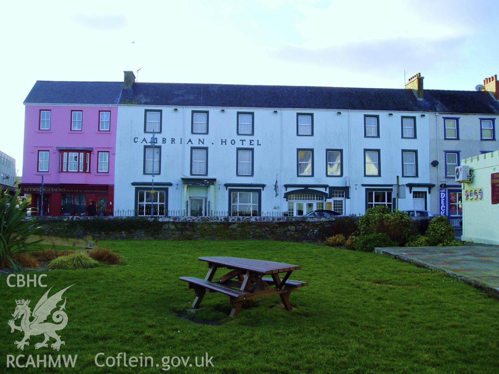 Colour digital photograph showing Cambrian Hotel, Saundersfoot taken by Phil Kingdom, 2009.
