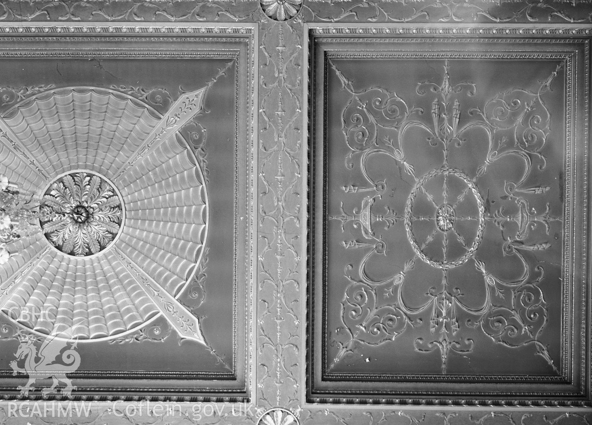 Chirk Castle,  interior view showing ceiling panels in first floor drawing room