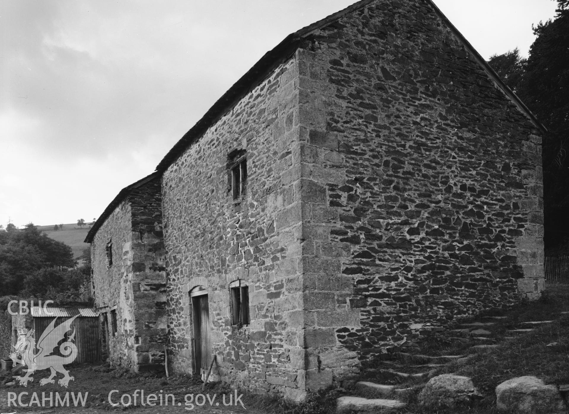 A single B&W photograph showing Plas Newydd outbuildings. Negative held.