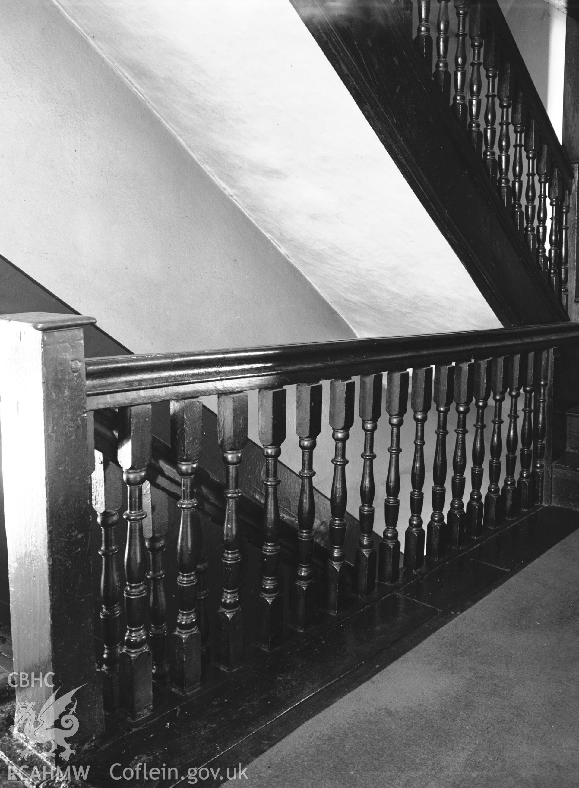 Interior: staircase, from Plas Uchaf, Eglwyseg
