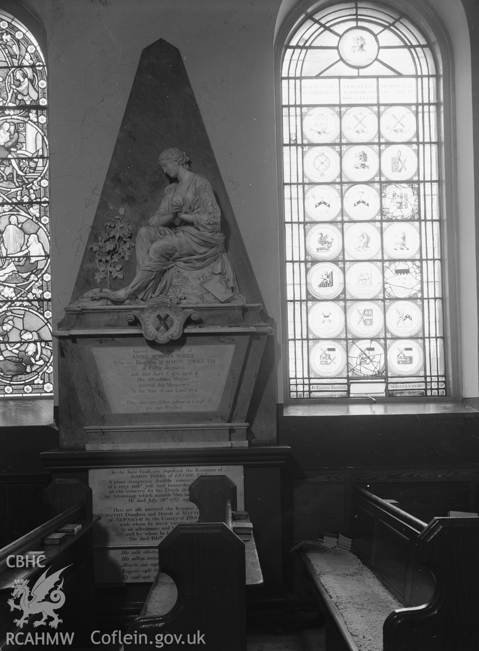 Interior: Annw Jemima Yorke 1770 and W. Taylor 1773 memorial