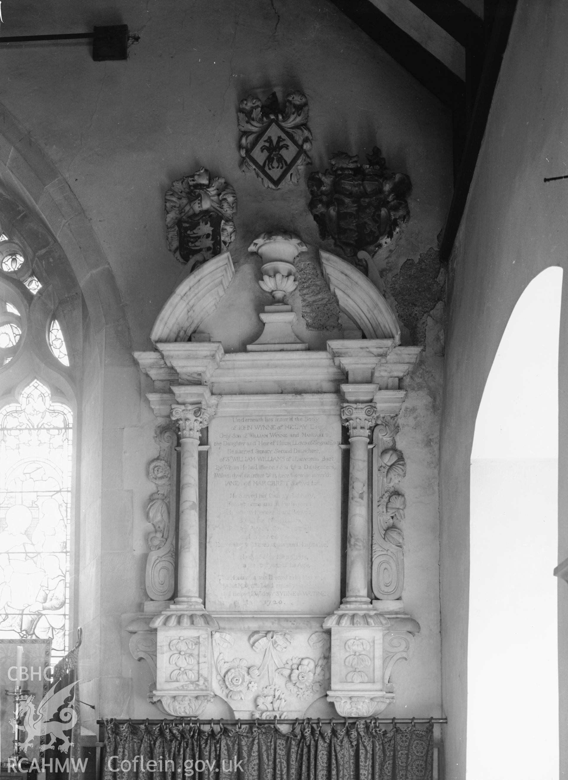 Interior: John Wynne of Melay memorial 1643