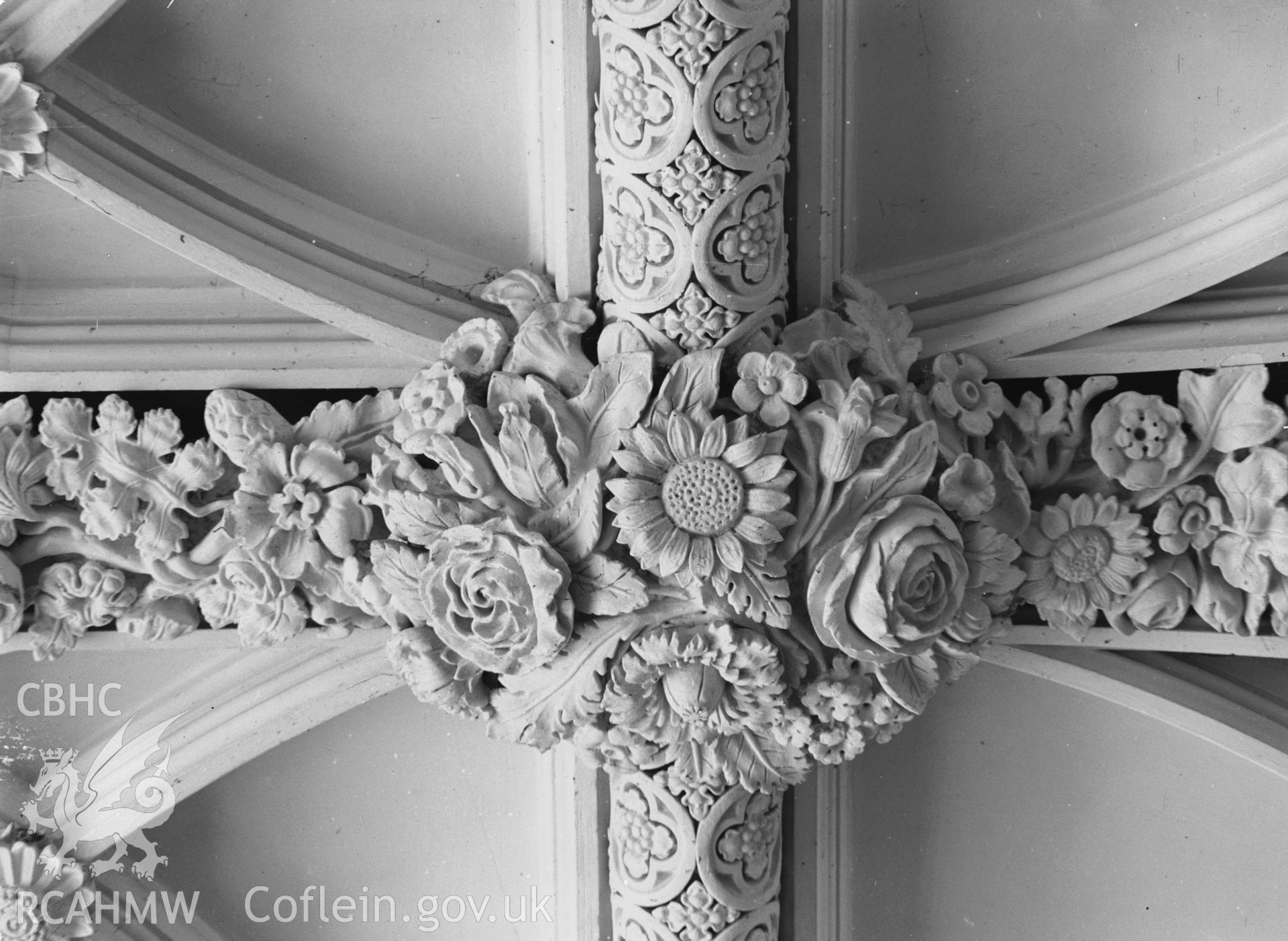 Interior view showing the ceiling in the drawing-room