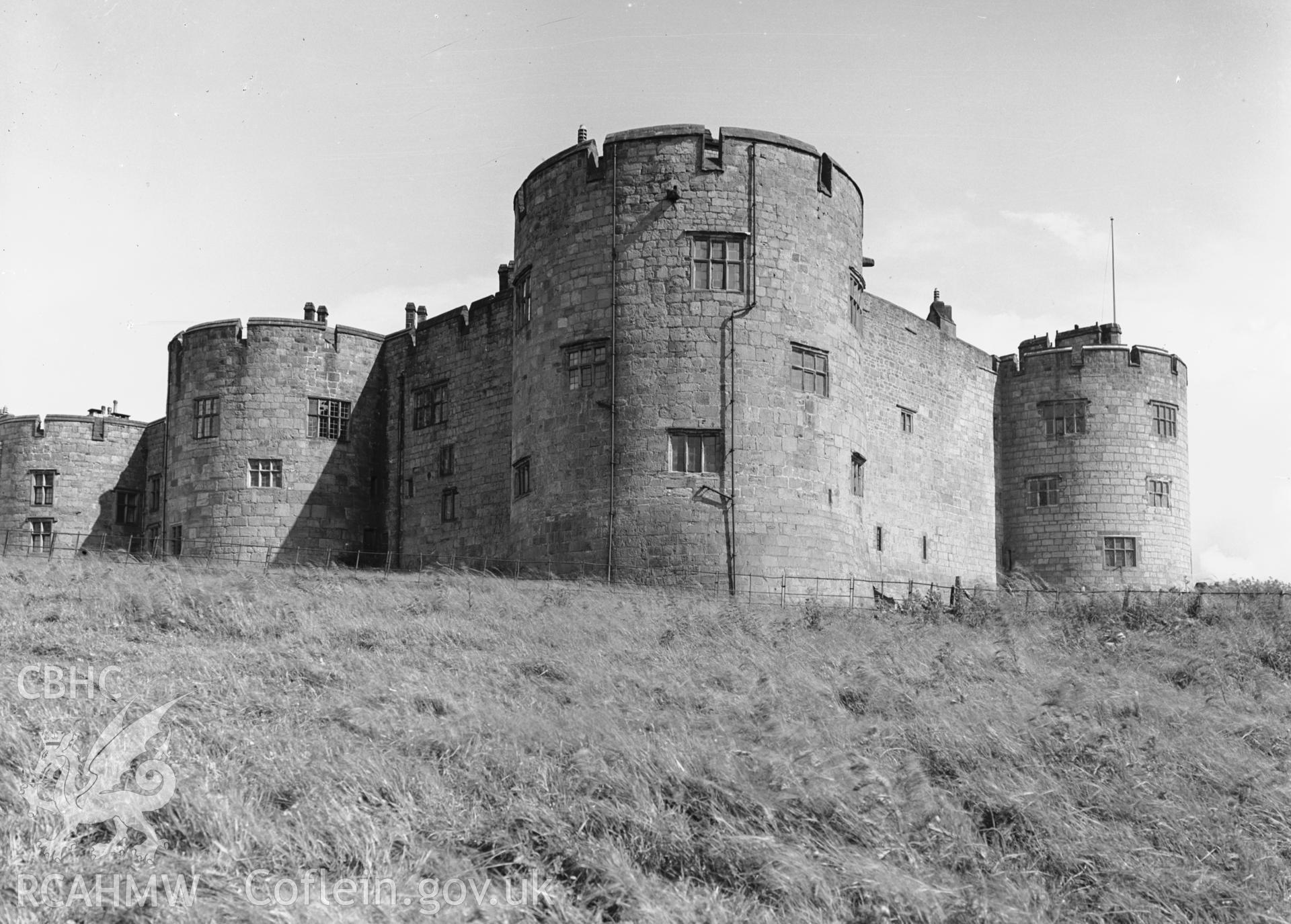 Chirk Castle, view from north-west with Adam Tower on the right