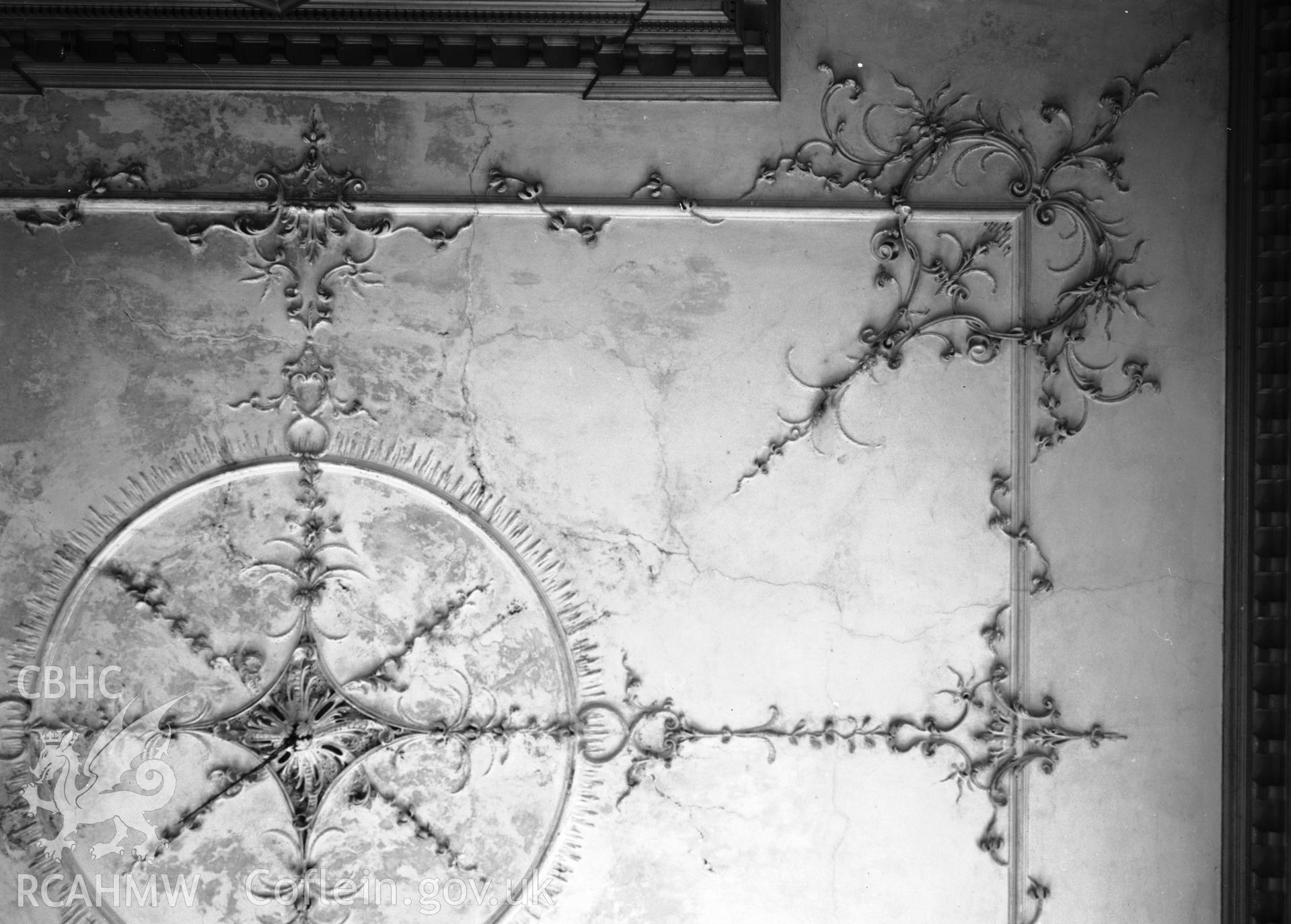 Interior view, ceiling in drawing room