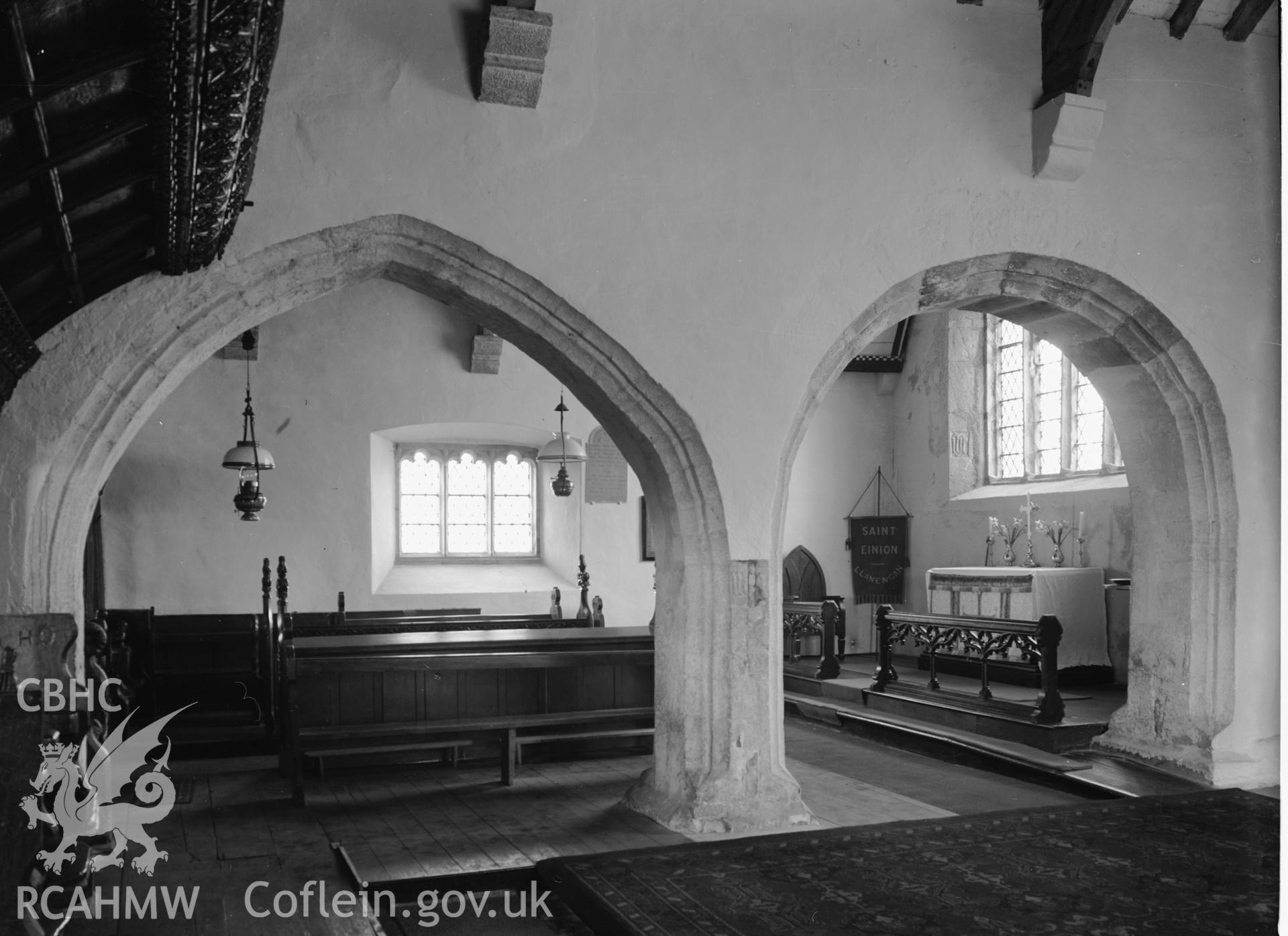Interior view showing chancel arches from the south.