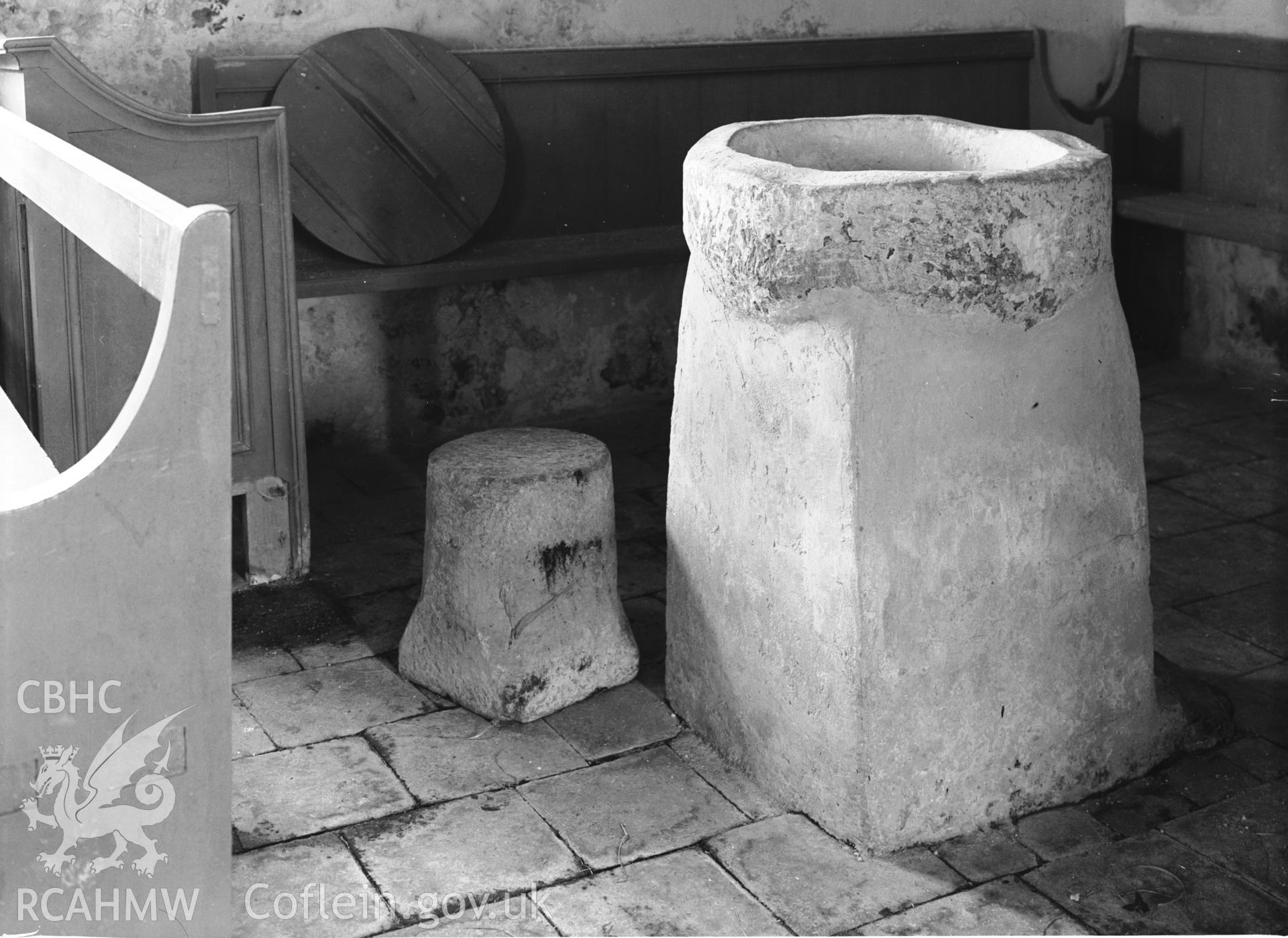 Interior view showing the font.