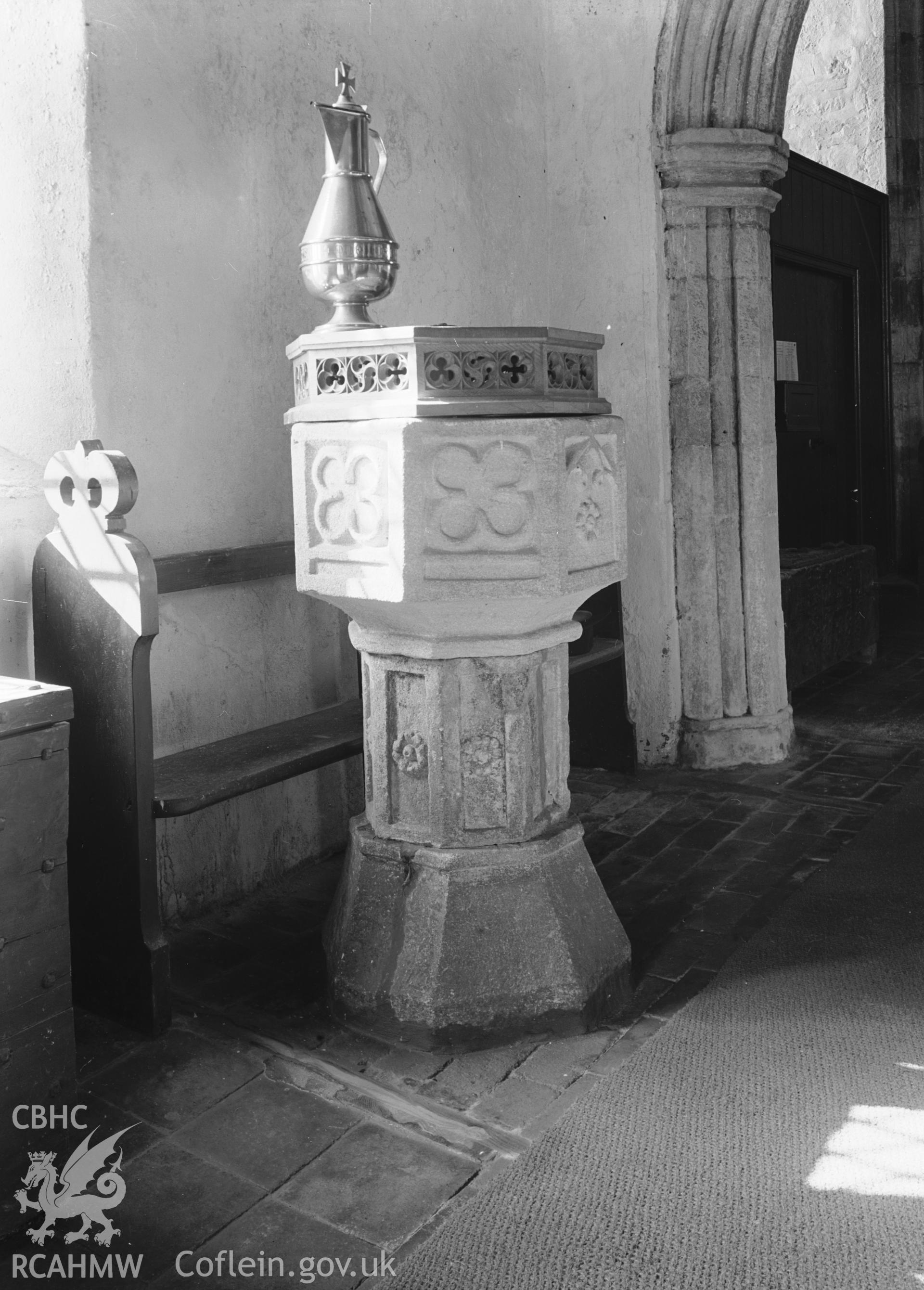 Interior view showing the font from the south-east.