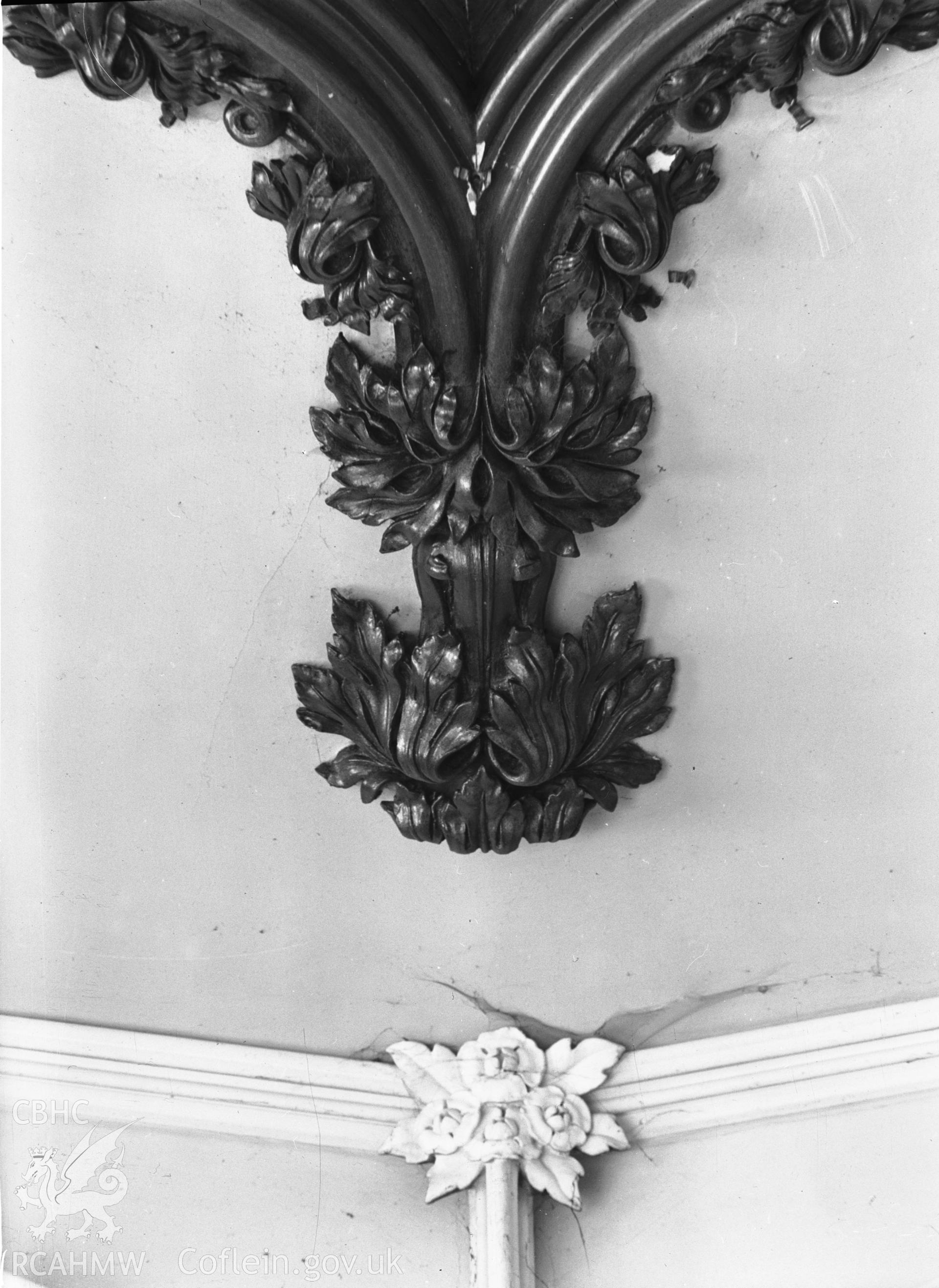 Interior view showing the plasterwork in the ante-room between the library and the drawing room