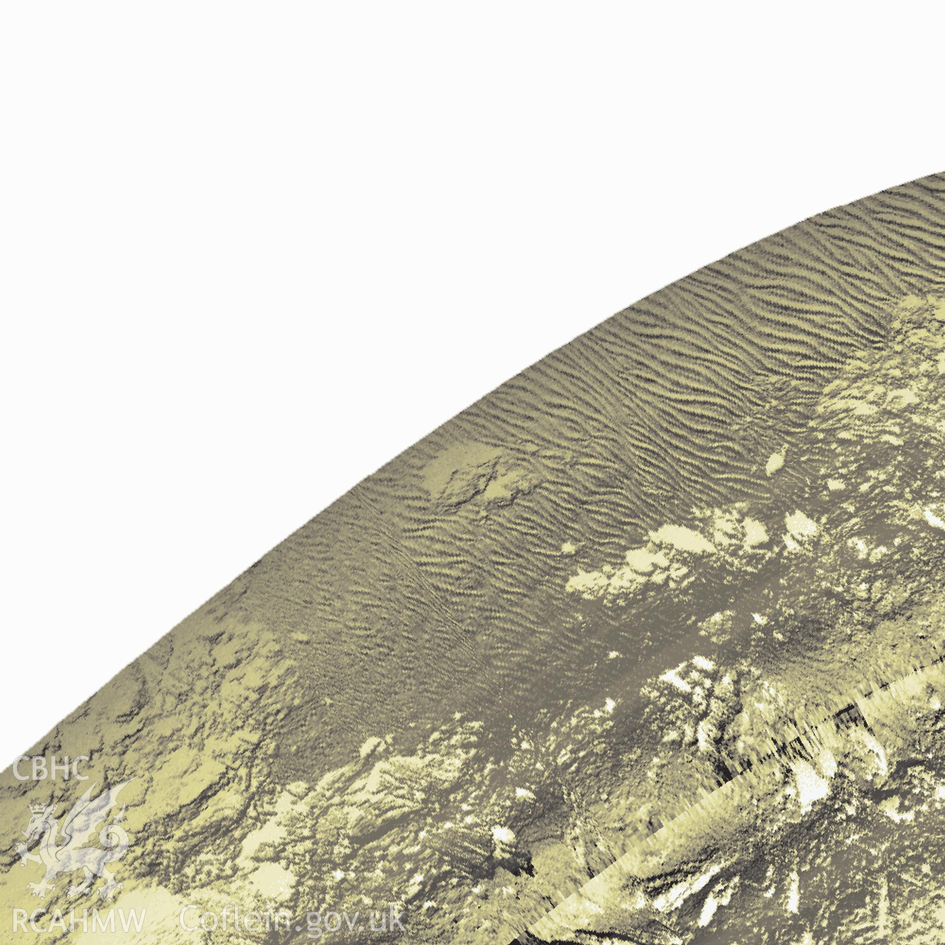 Side scan sonar image of the FAITH gathered by Wessex Archaeology  and published in Wrecks off the Coast of Wales, November 2010, Report Ref No : 53111.02,  fig.4, showing the rocky outcropping to the south.