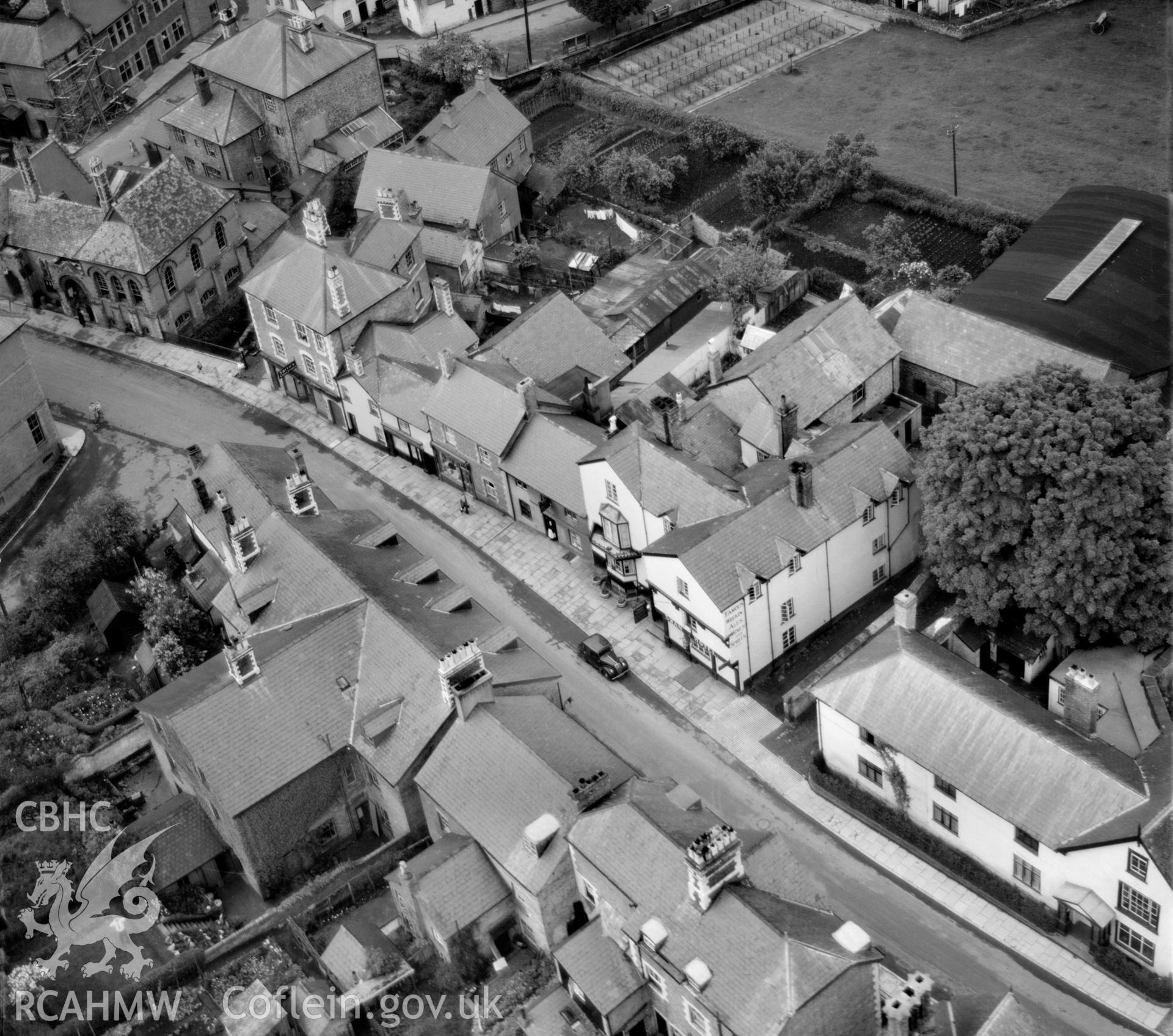 View of Knighton showing the Swan Hotel
