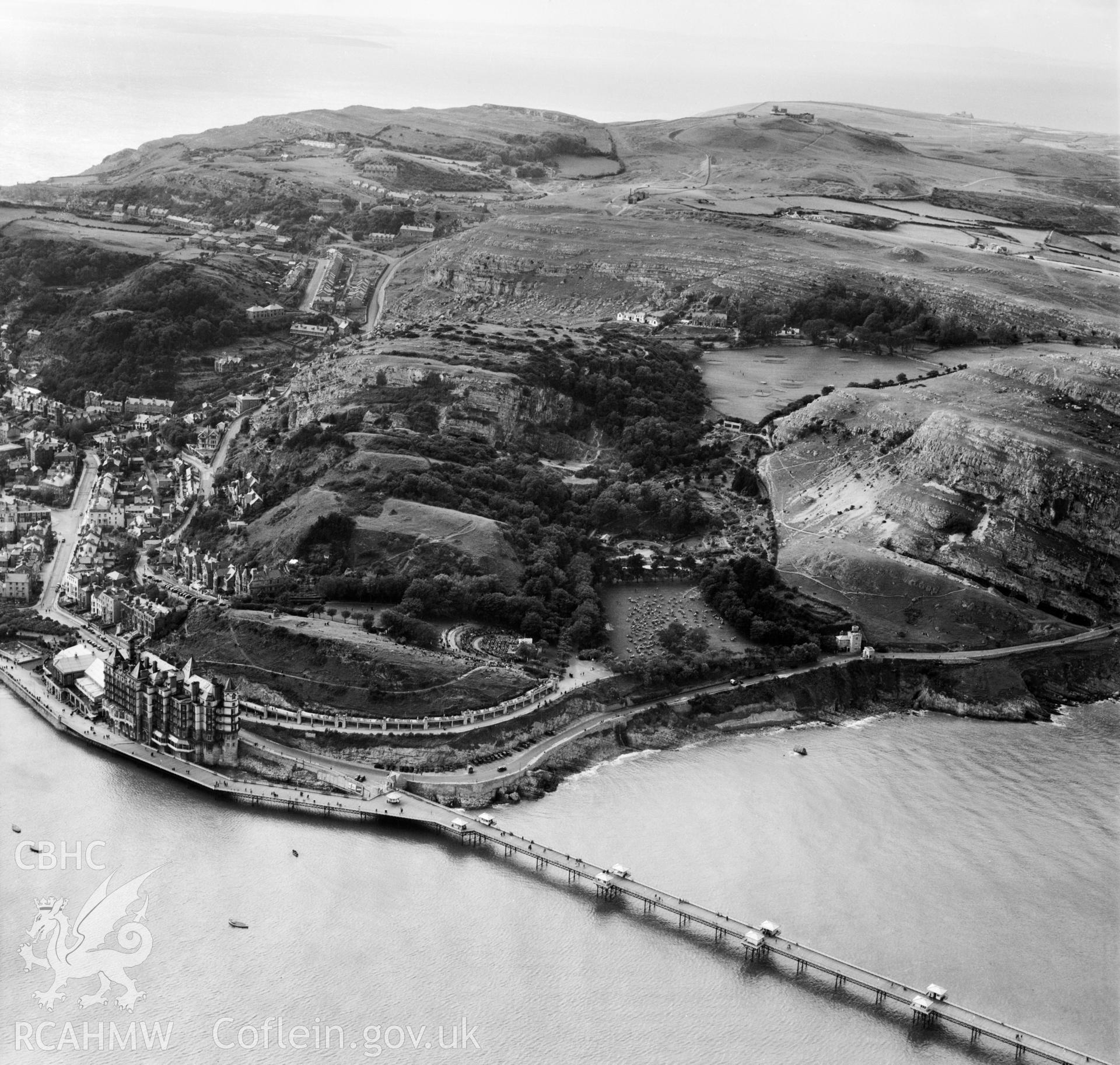 View of Llandudno showing Happy Valley area, pavillion and Grand Hotel