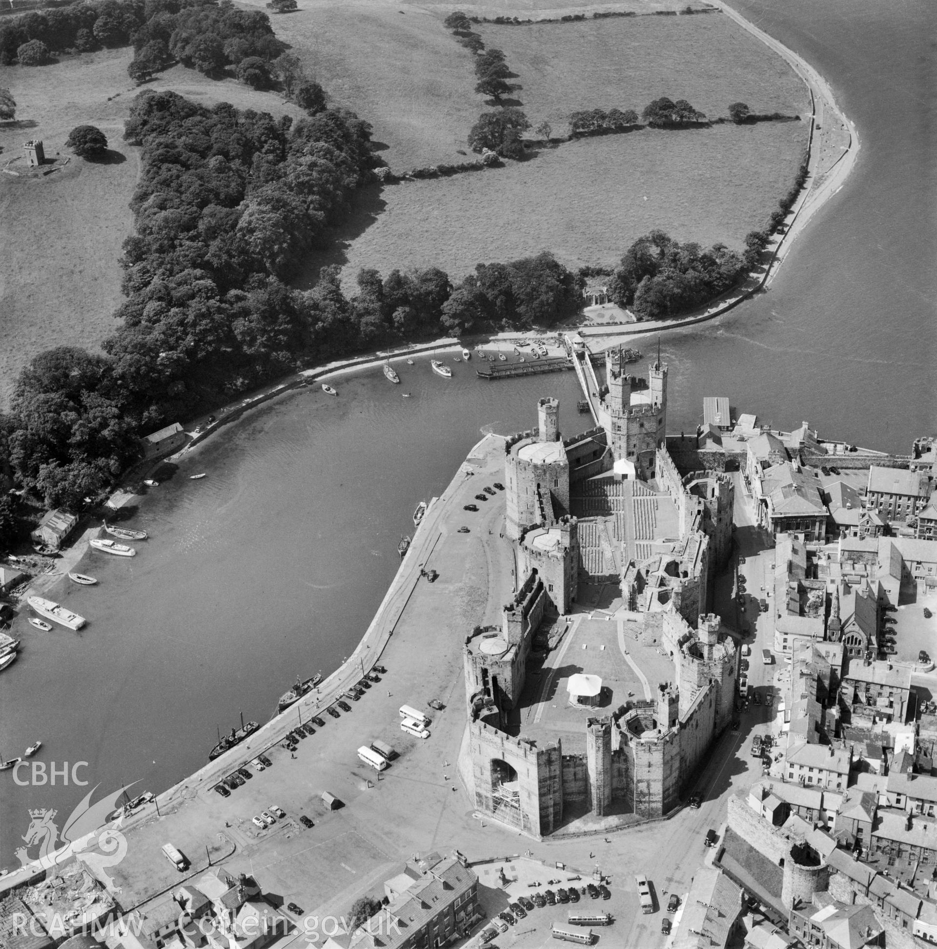 View of Caernarfon showing castle