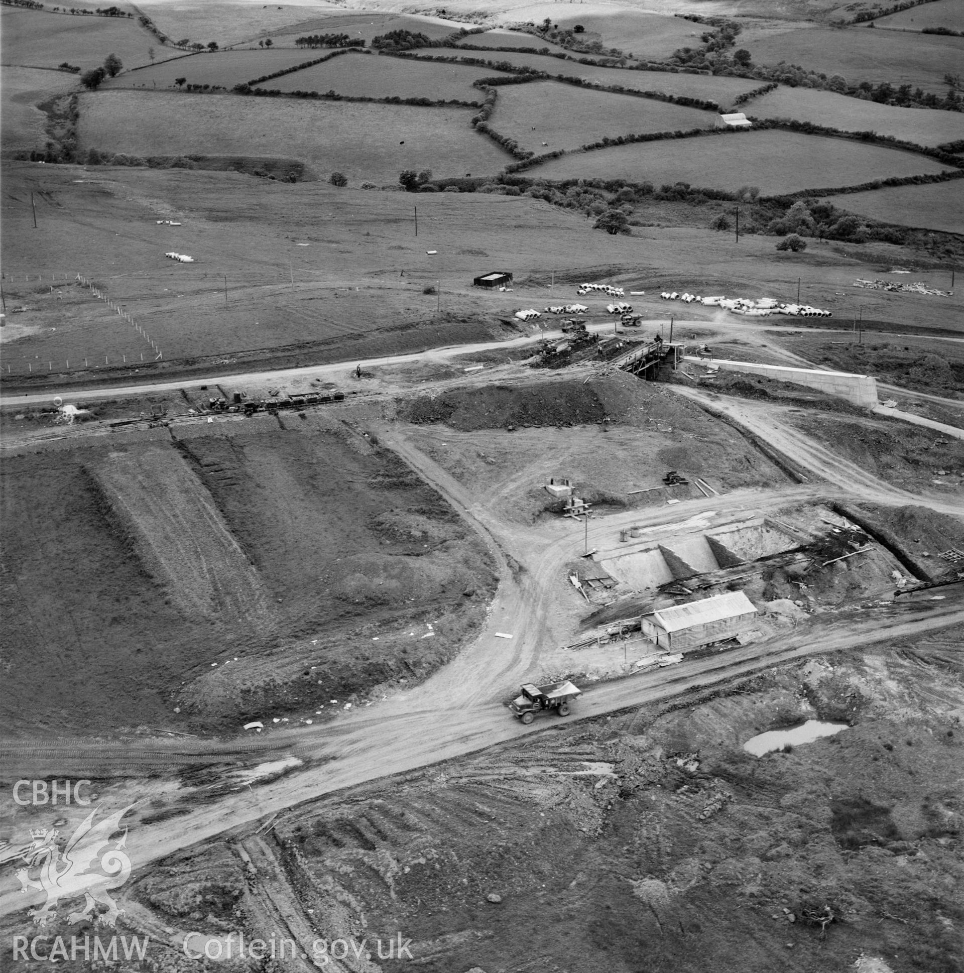 View of site during the construction of Usk Reservoir