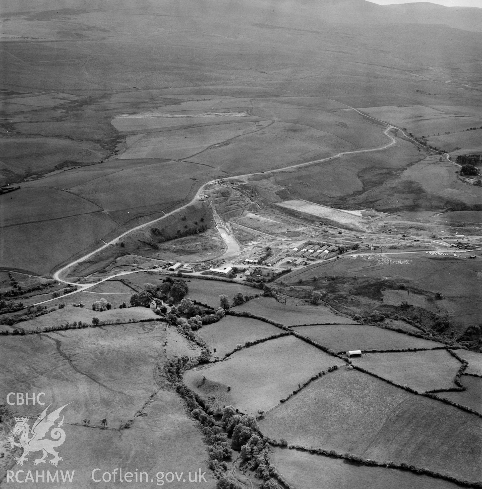View of site during the construction of Usk Reservoir