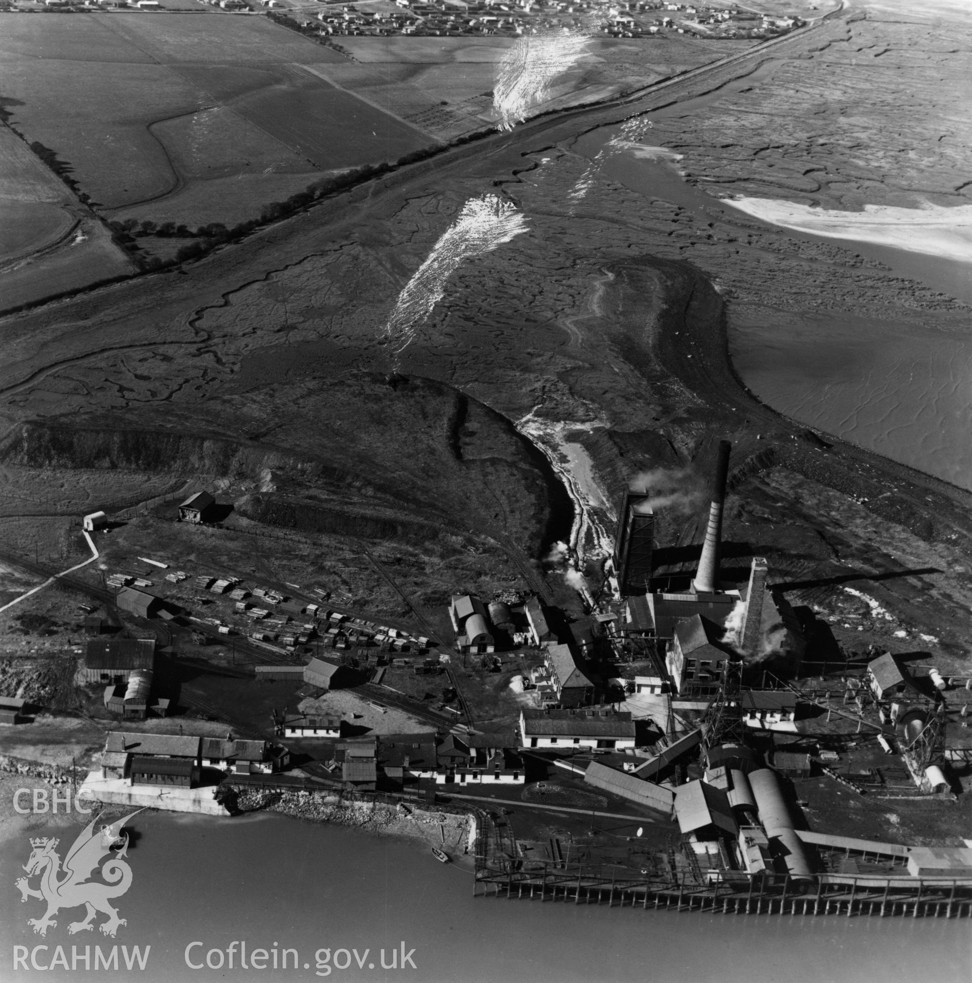 View of the Point of Ayr colliery. Oblique aerial photograph, 5?" cut roll film.