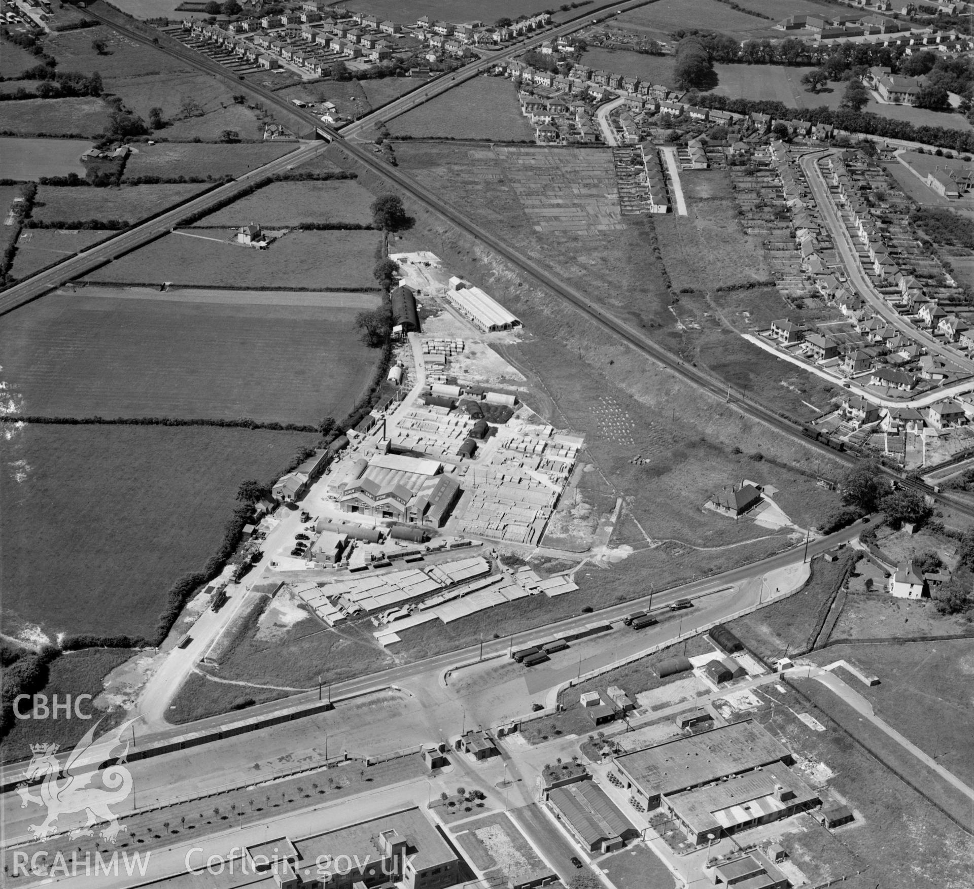 View of Concrete works, Bridgend, also showing Bridgend RO factory