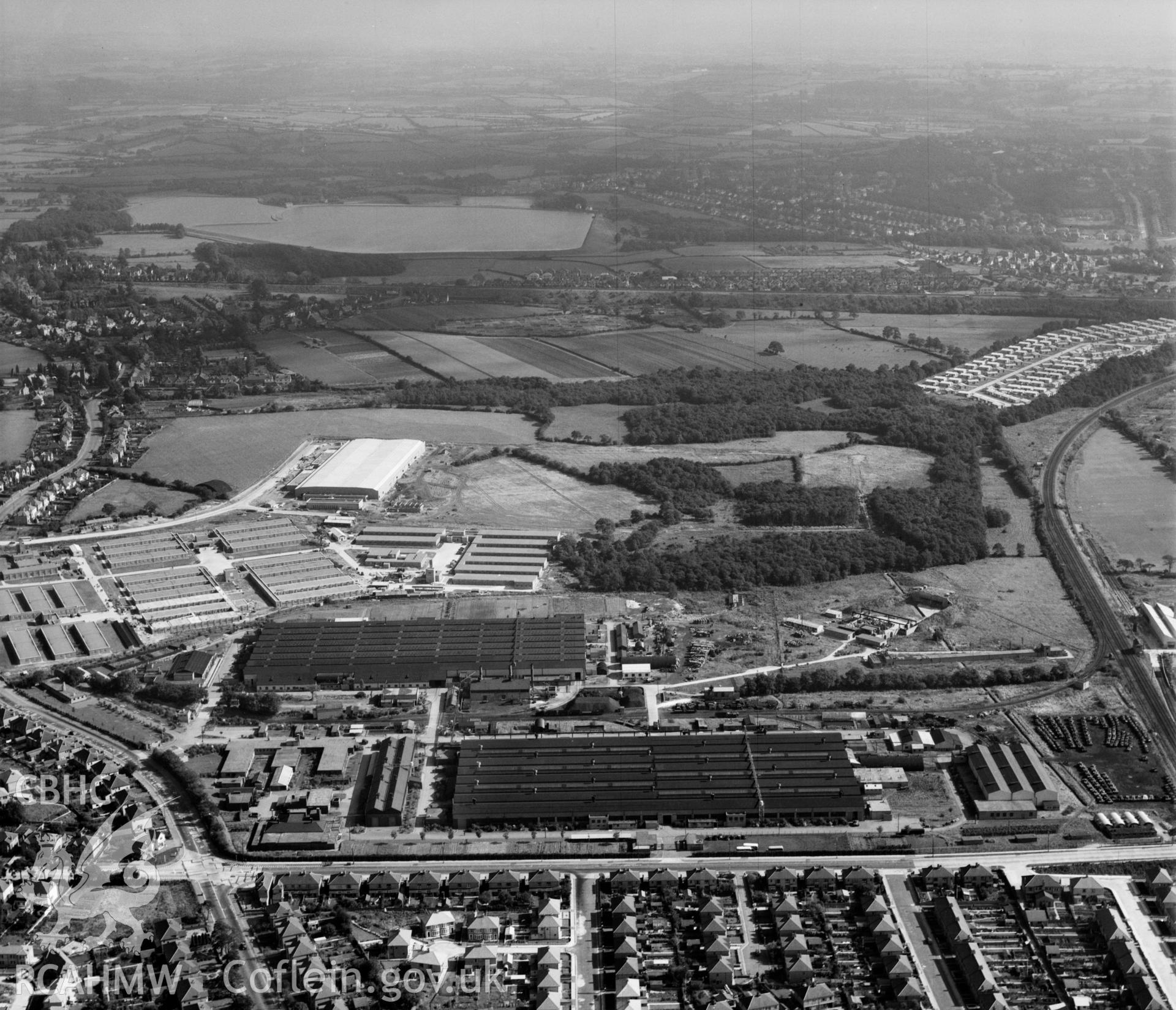 View of Llanishen showing RO factory and 'The Crystals' prefab estate at far right