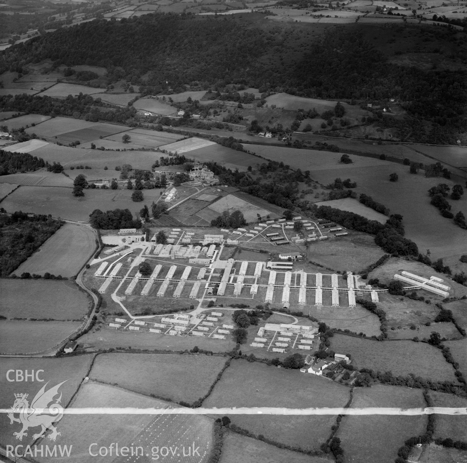 View of Govilon US Army hospital while in use as post-war temporary civilian housing