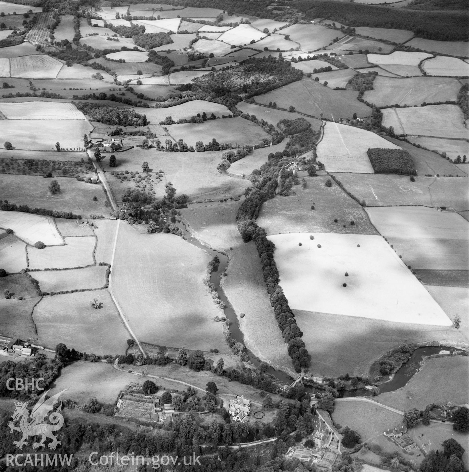 Distant view of Rockfield Park and grounds, commissioned by D.H.Lloyd Esq., Bedford Cottage, Bury Road, Newmarket. Oblique aerial photograph, 5?" cut roll film.