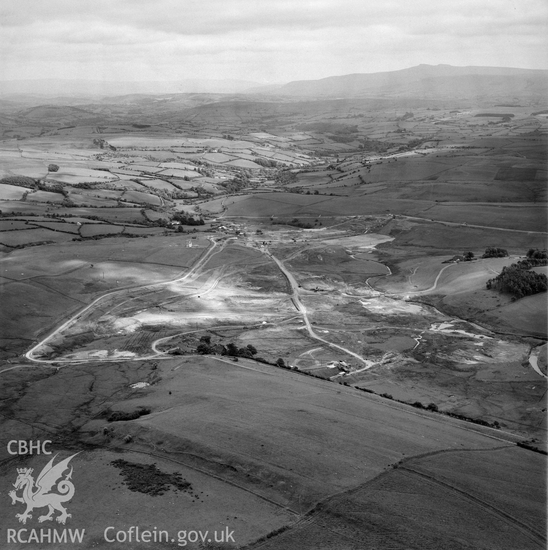 View of site during the construction of Usk Reservoir