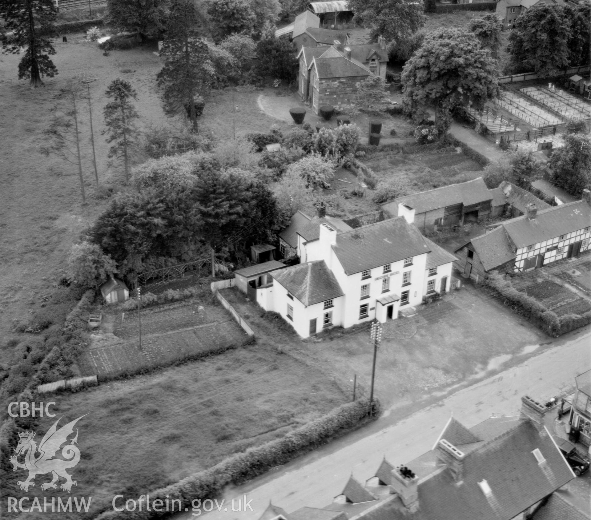 View of Caersws showing Unicorn Hotel