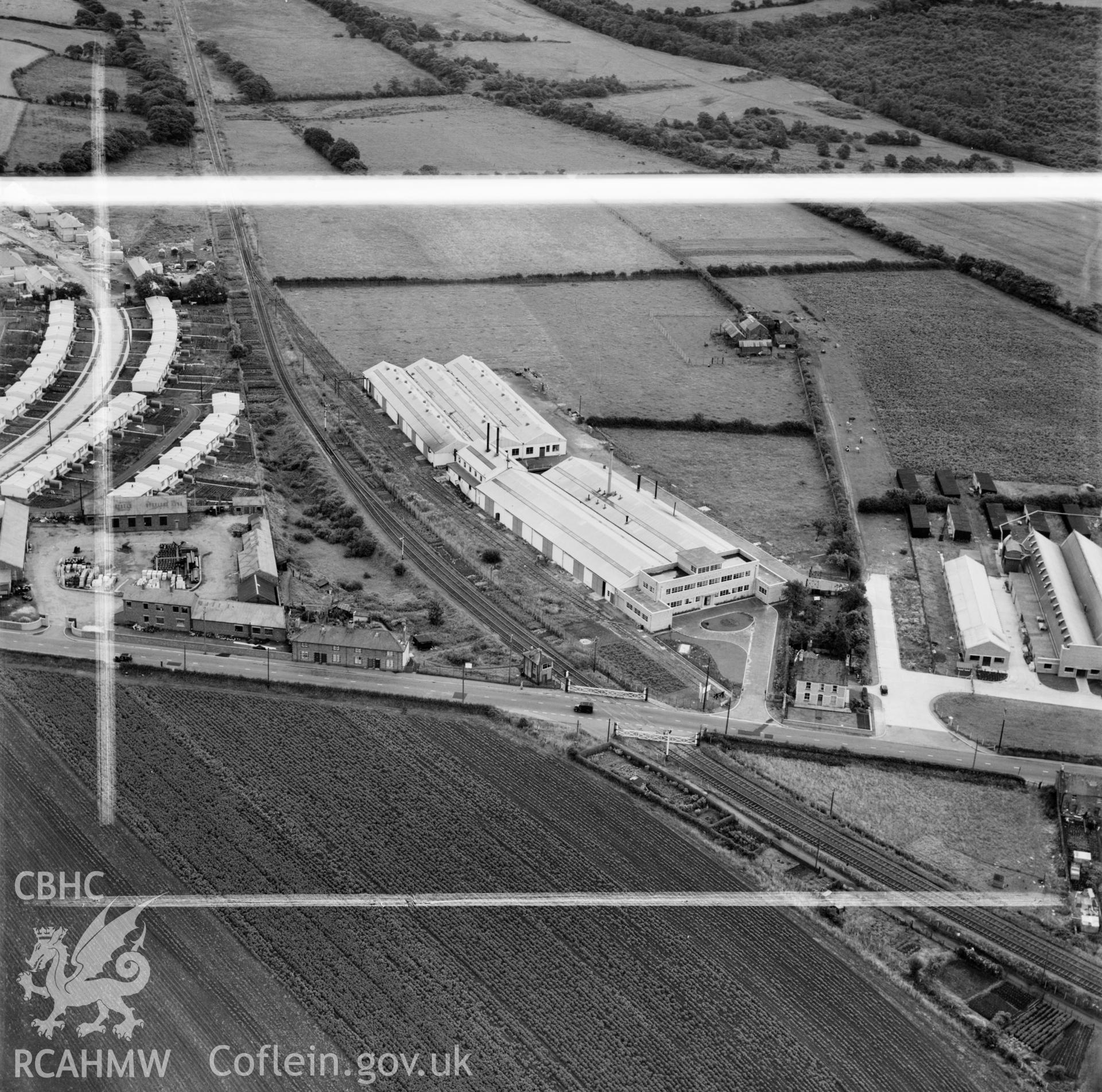View of factories and housing near Talbot Green, including temporary prefab housing