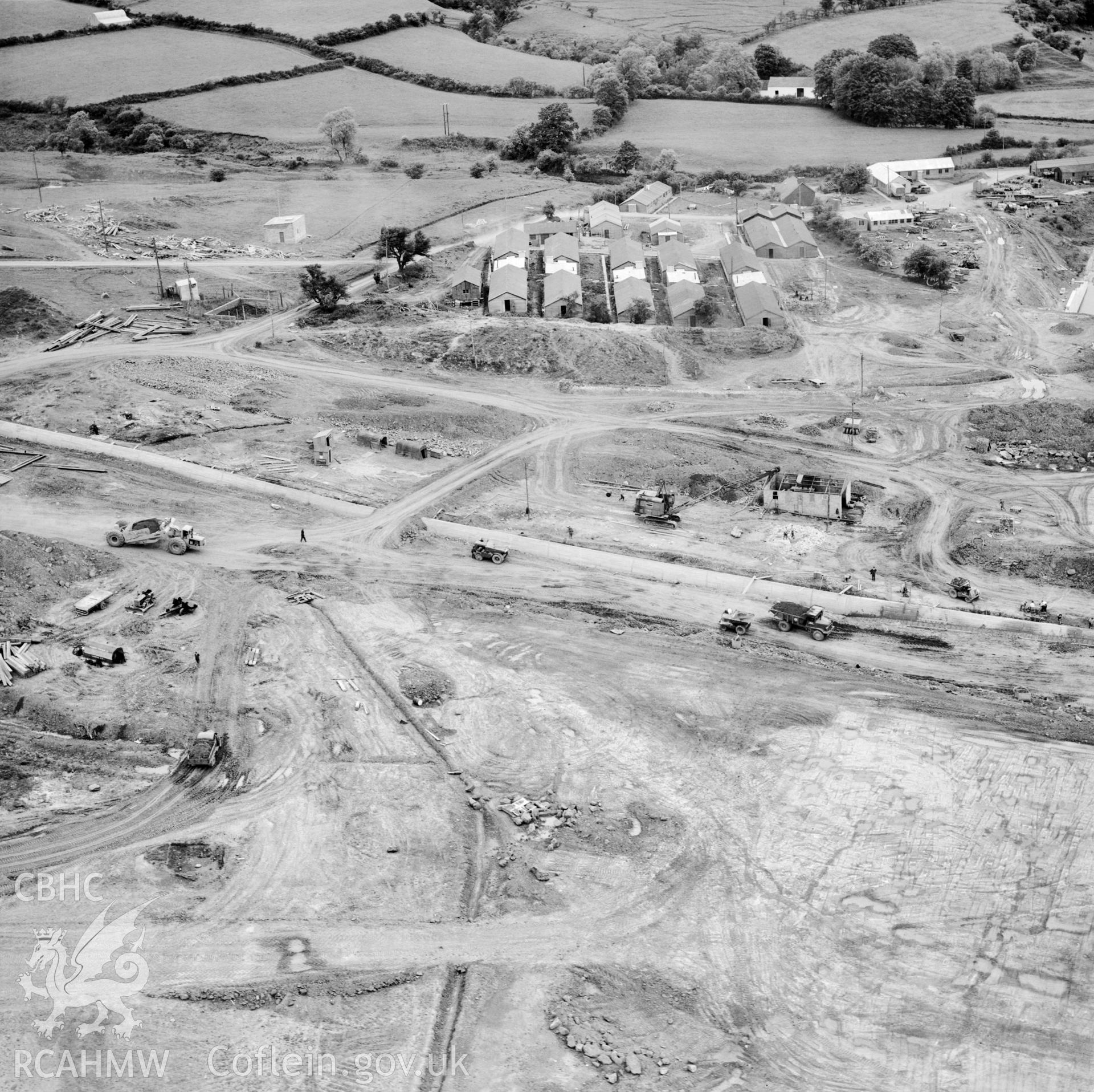 View of site during the construction of Usk Reservoir