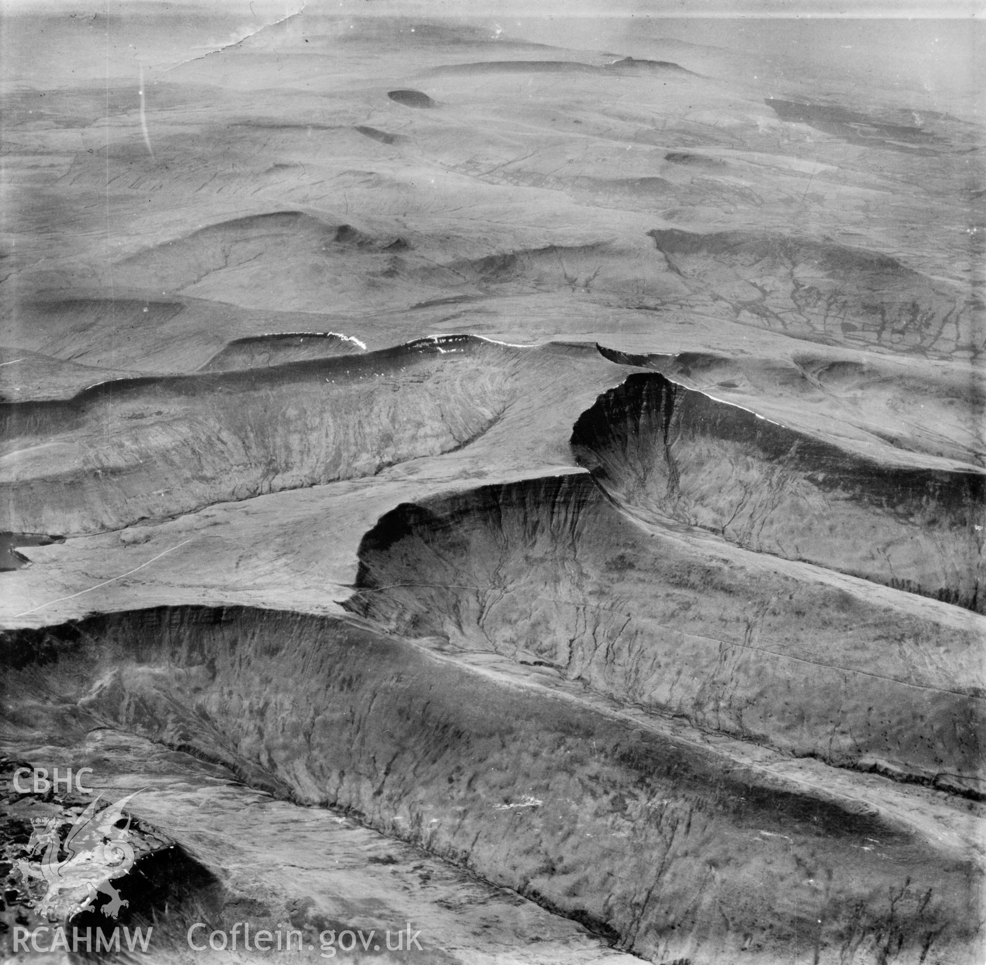 View of the Brecon Beacons. Oblique aerial photograph, 5?" cut roll film.