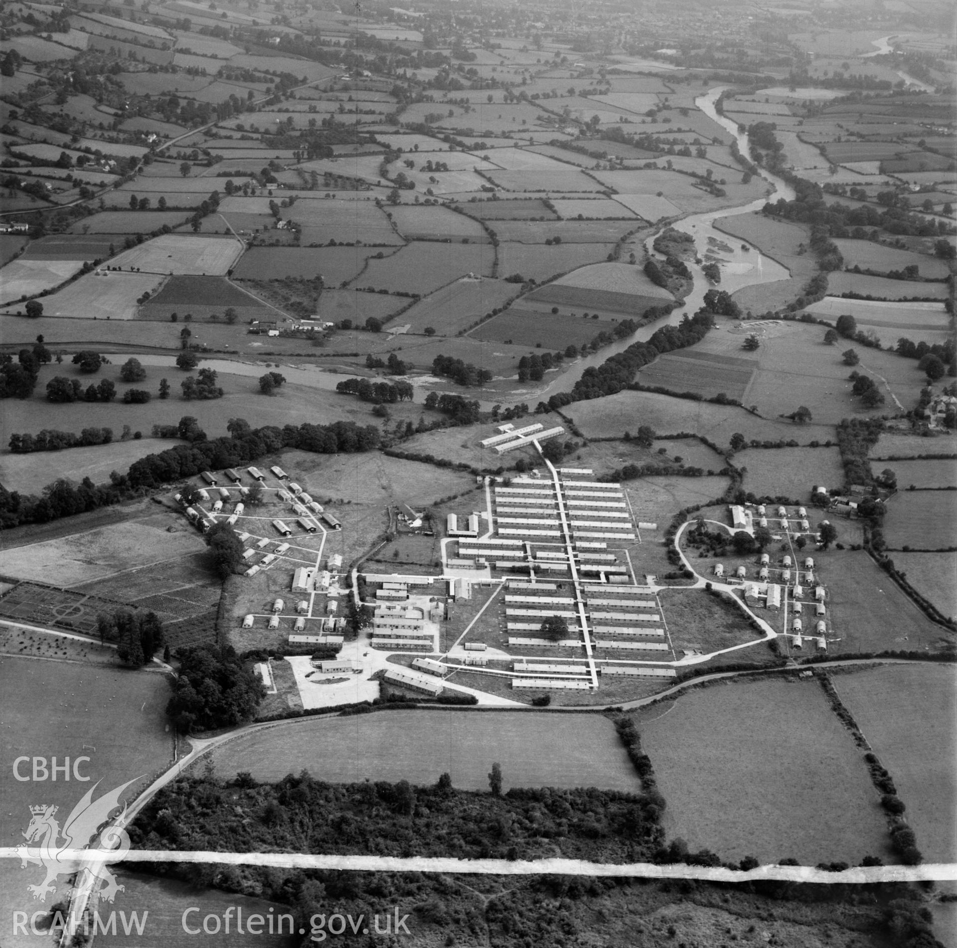 View of Govilon US Army hospital while in use as post-war temporary civilian housing