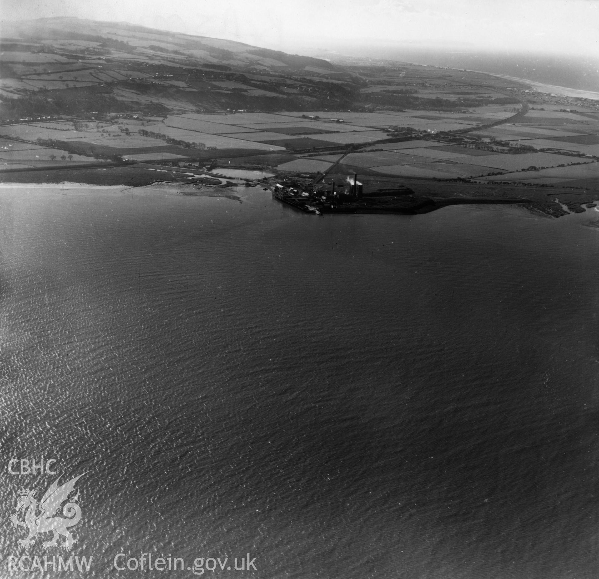 Distant view of the Point of Ayr colliery from the east. Oblique aerial photograph, 5?" cut roll film.