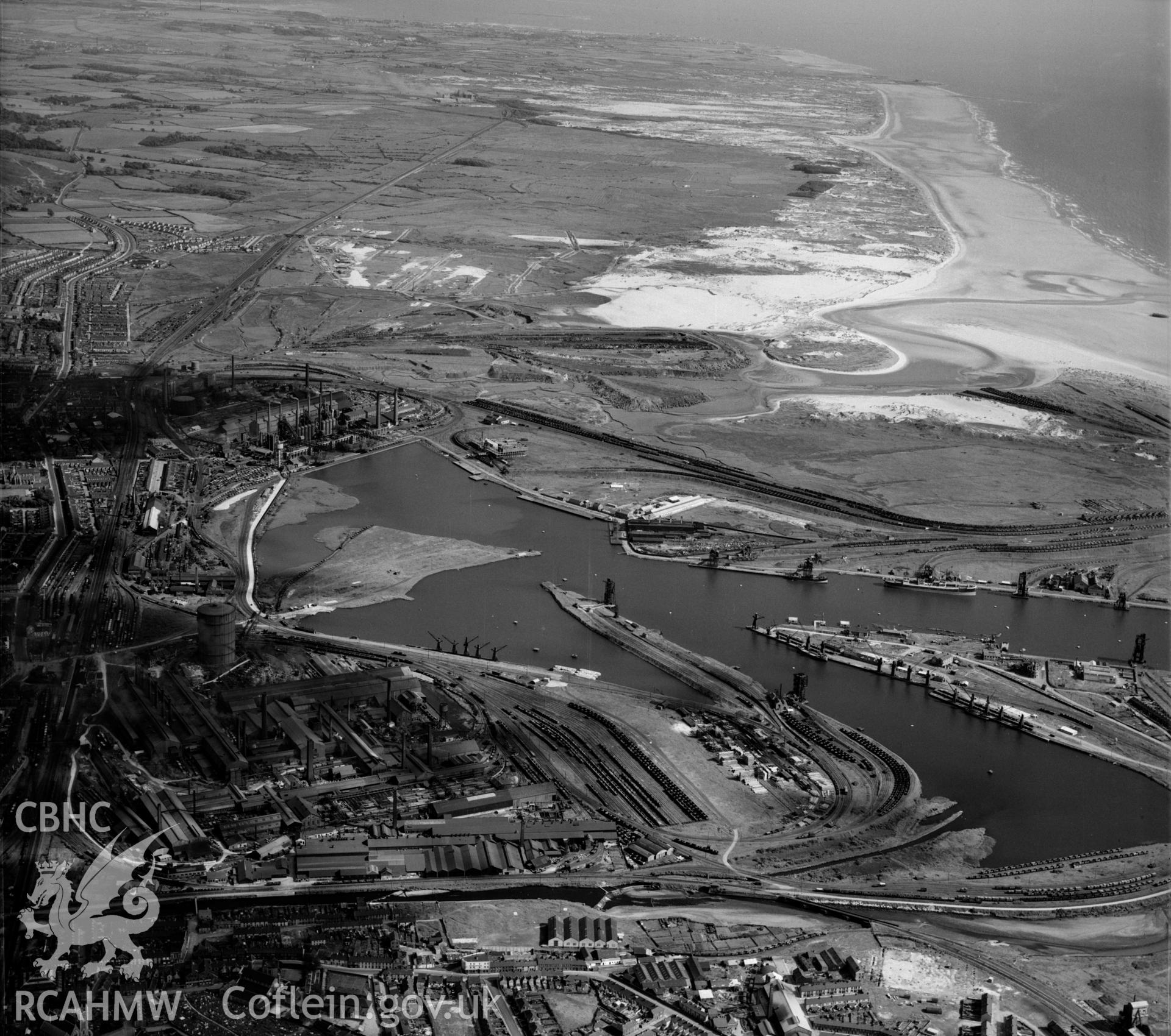 View of Port Talbot showing docks