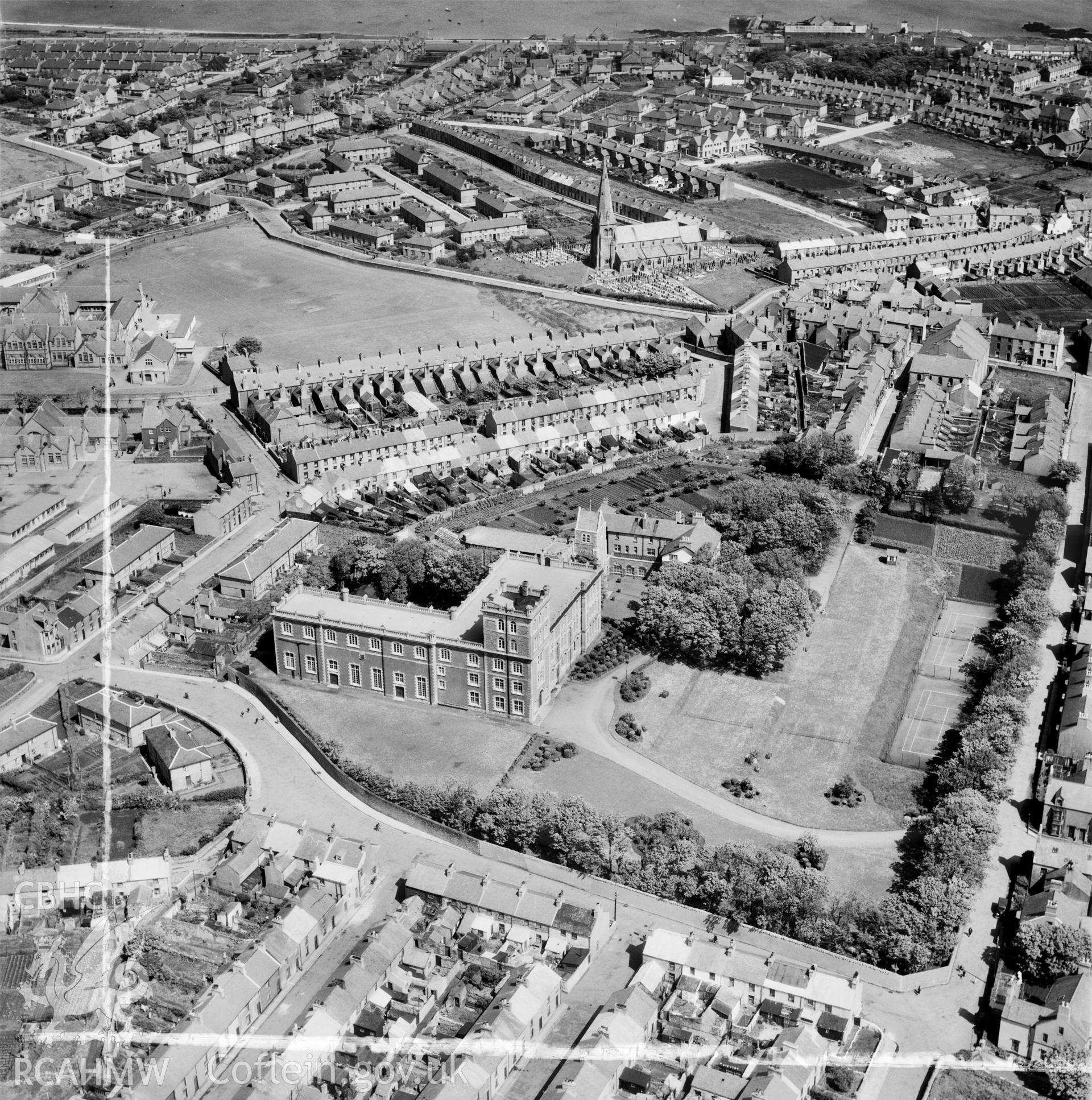 View of Holyhead showing Le Bon Sauveur convent