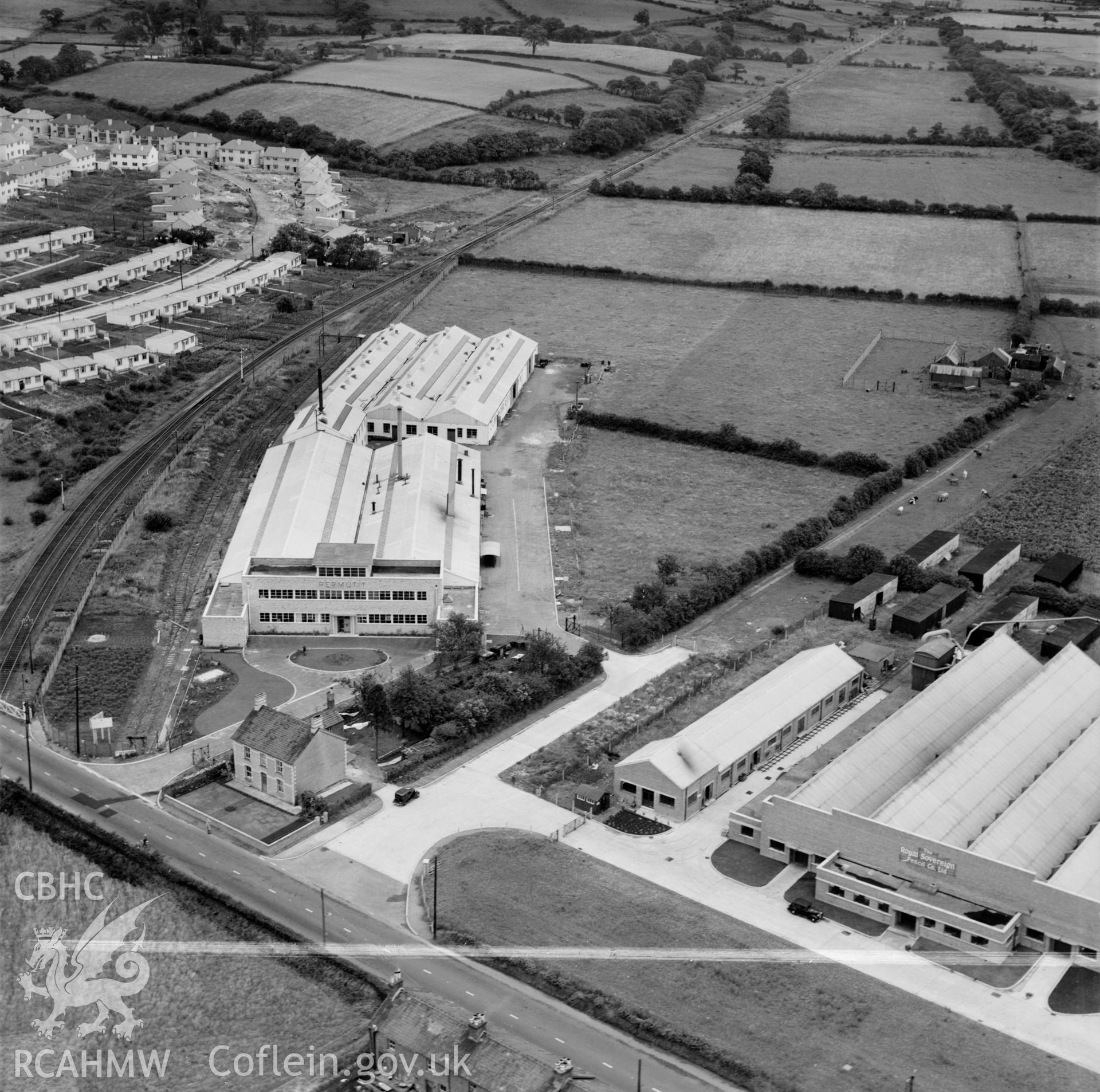 View of factories and housing near Talbot Green, including temporary prefab housing