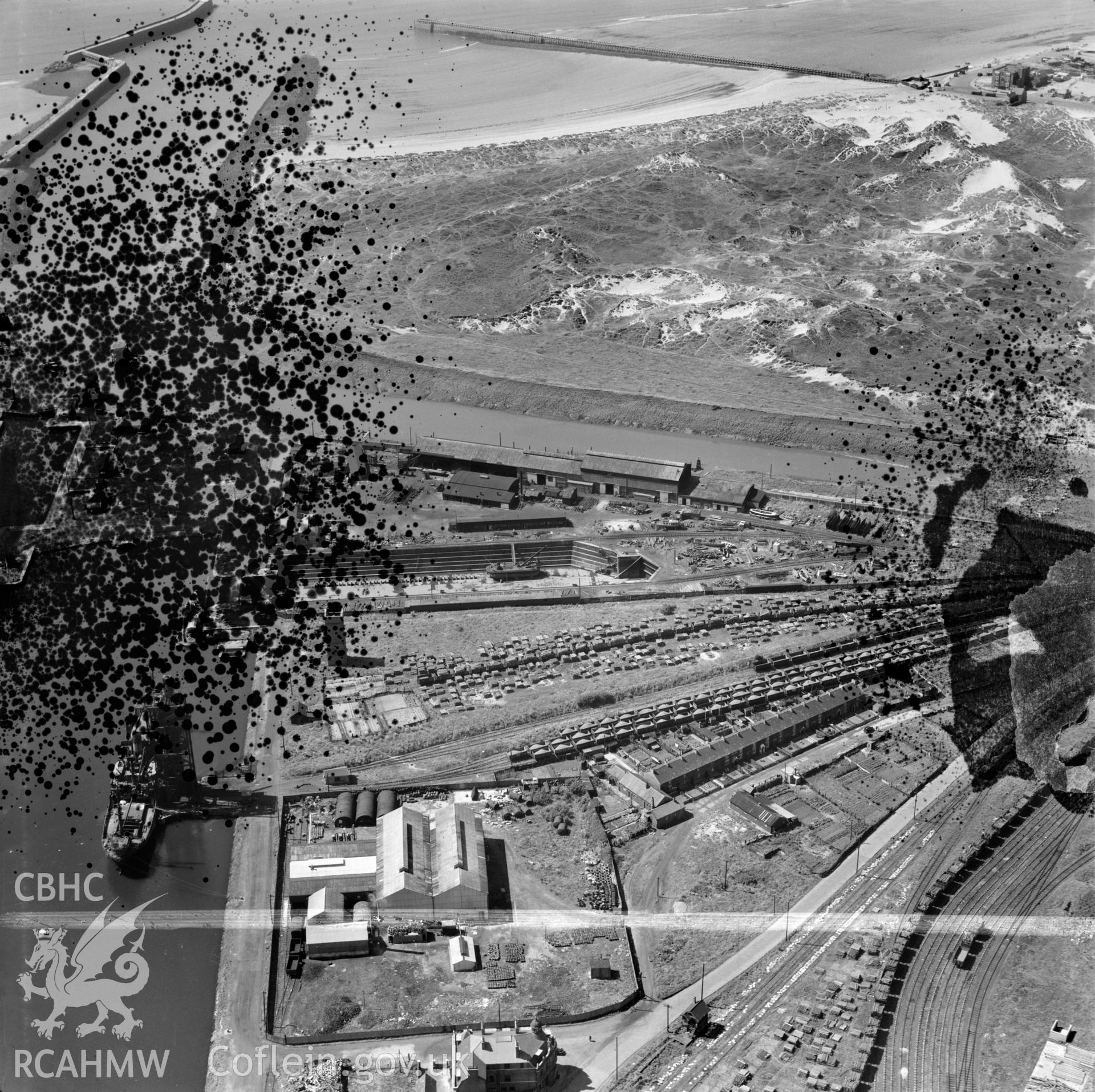 View of Port Talbot showing dry dock