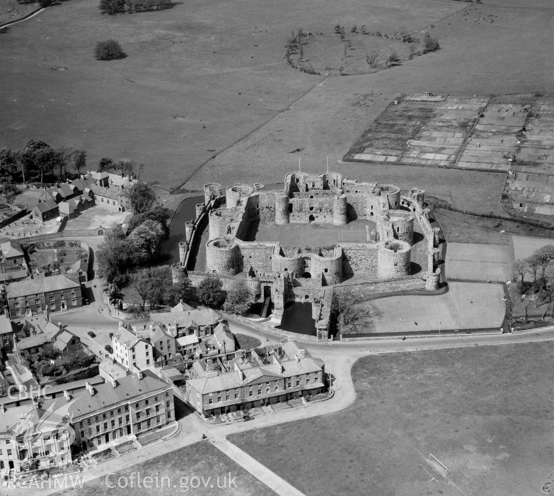 View of Beaumaris showing castle and Victoria Terrace