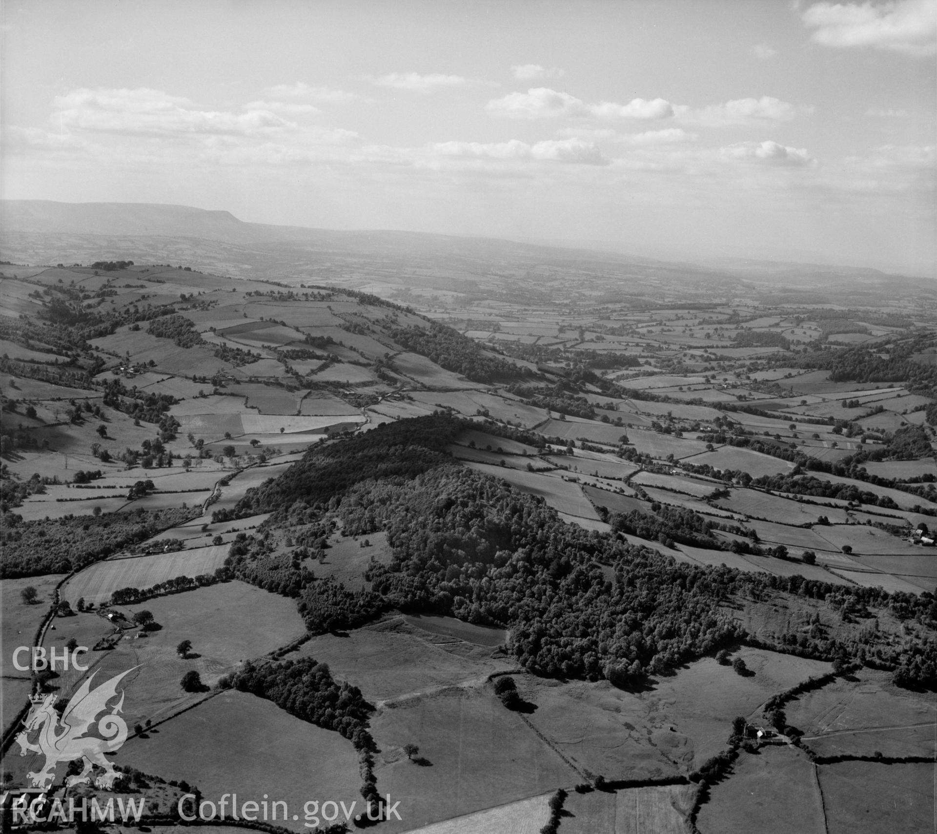 View west of Monmouth looking North West from Llangynidr to Brecon on River Usk