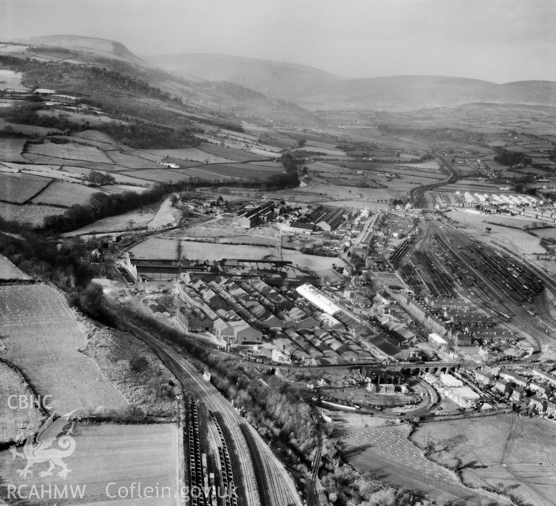 View of Northern Aluminium Company works, Rogerstone, showing camoflaged roofs