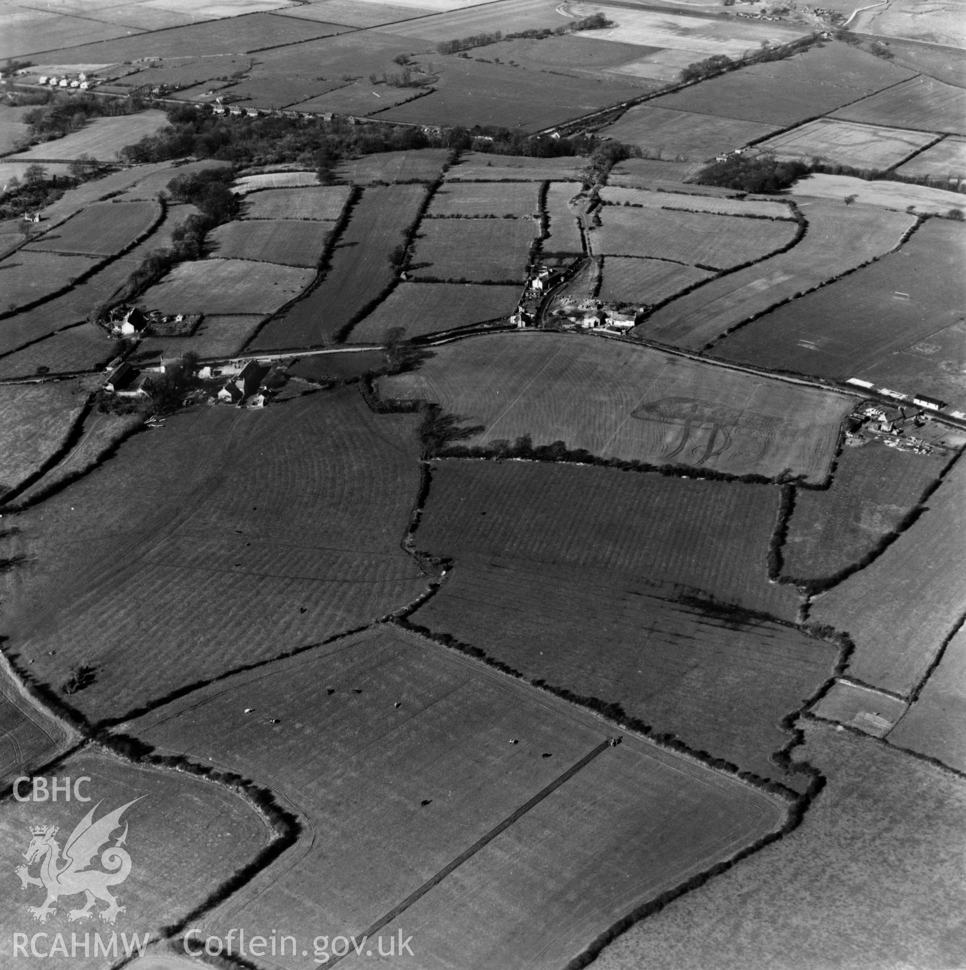 View of Picton showing area in the vicinity of Picton Hall and Picton Yard. Oblique aerial photograph, 5?" cut roll film.