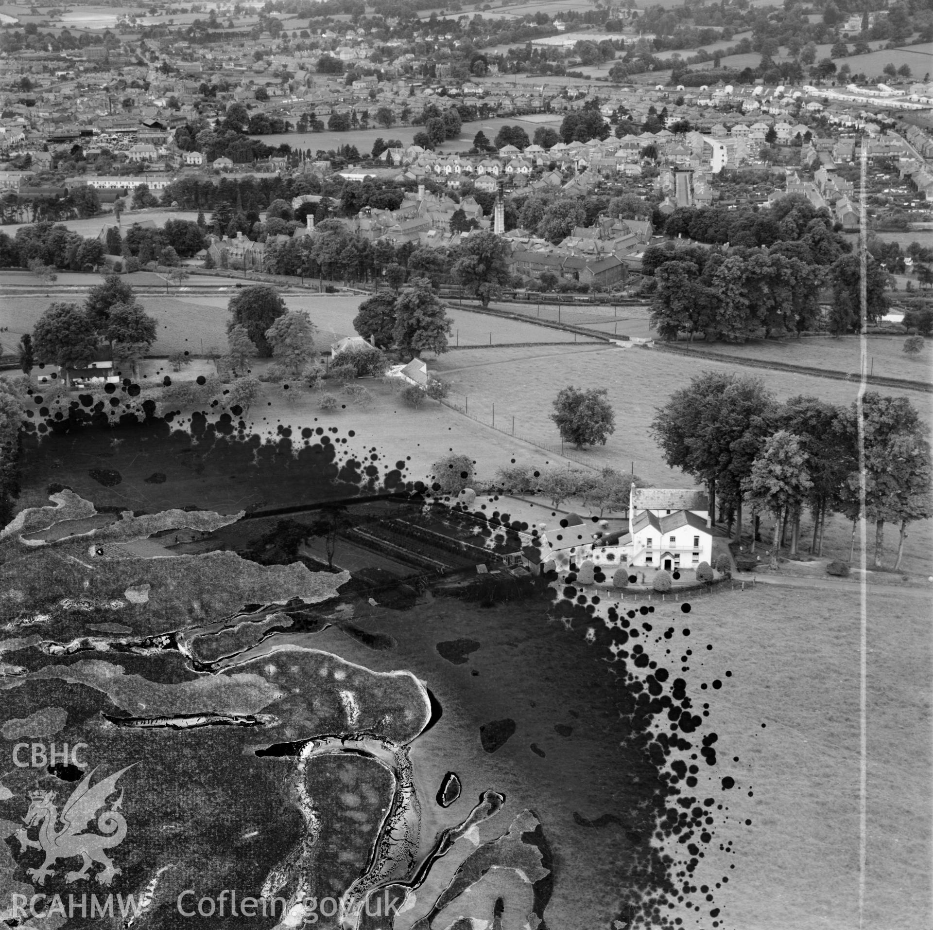 View of Maindiff farm and nursery showing  part of Abergavenny