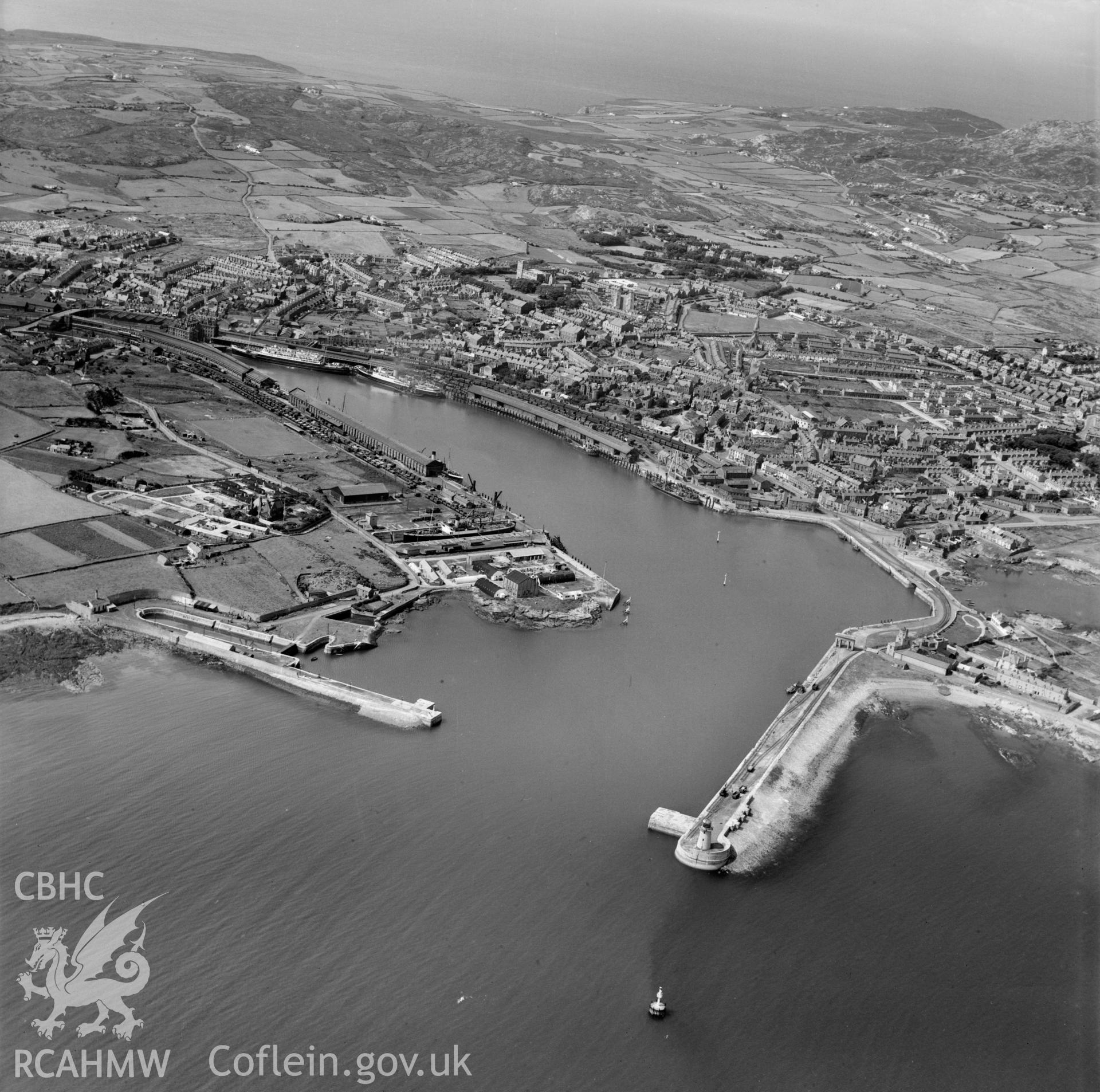View of Holyhead showing port