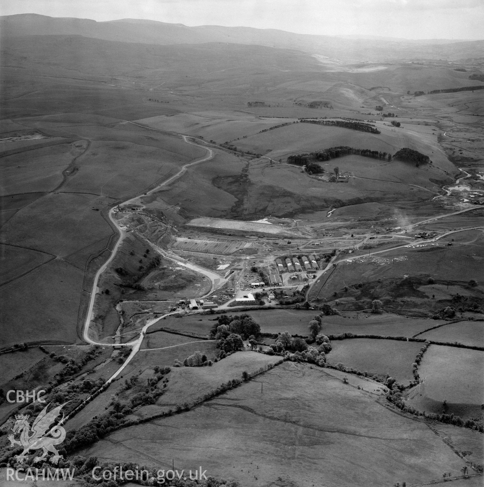 View of site during the construction of Usk Reservoir