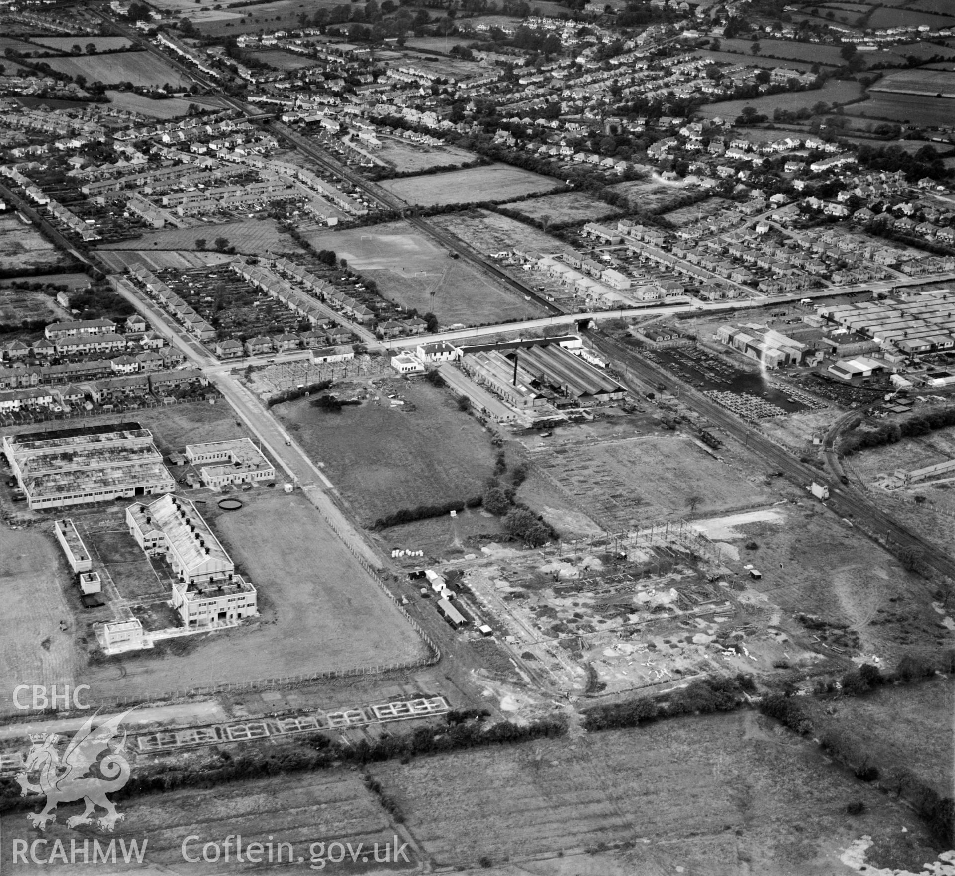 View of the rear of Morgan Rees & Sons Ltd. Whitchurch, showing building which had been camoflaged during recent WW2