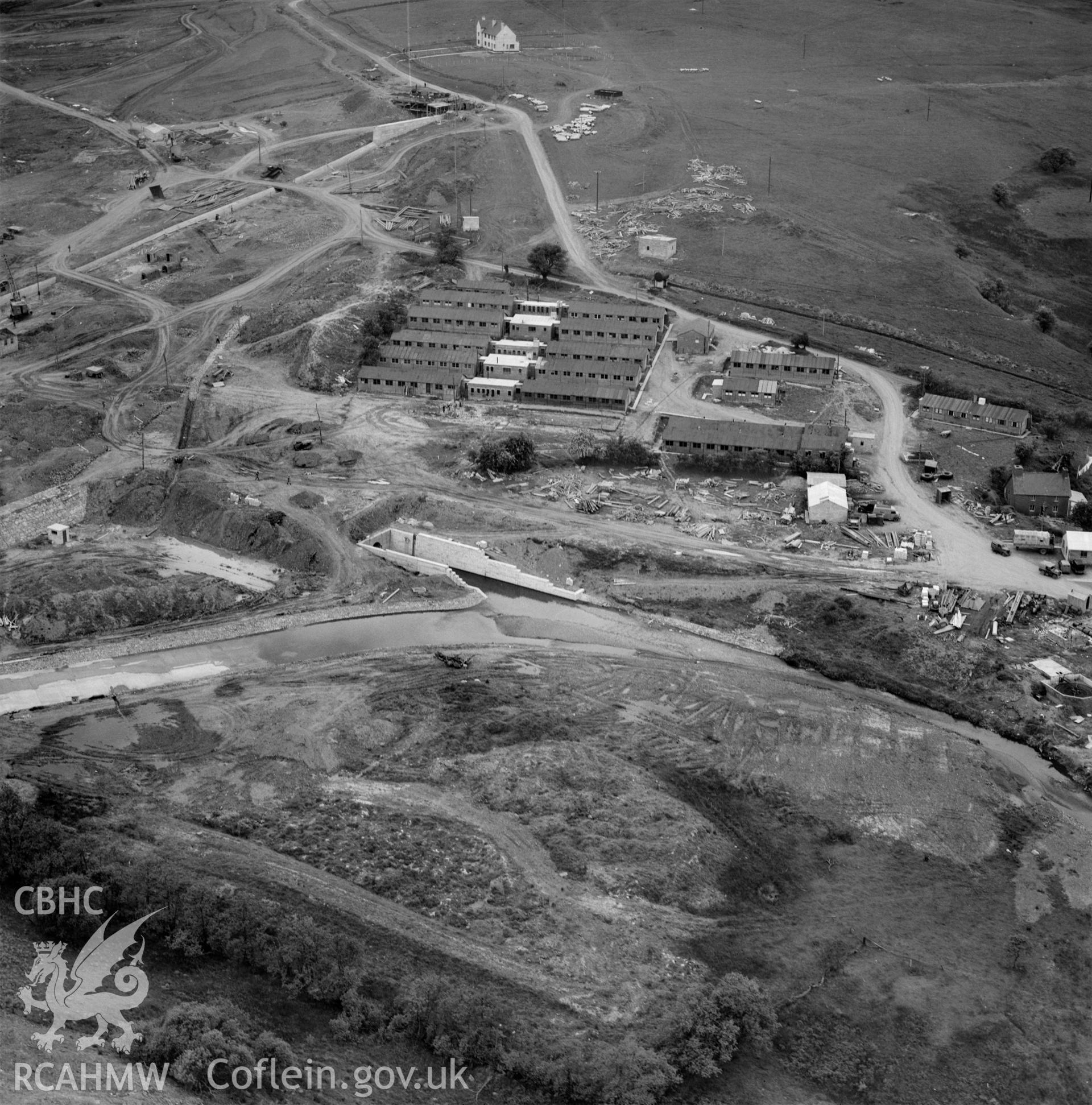 View of site during the construction of Usk Reservoir