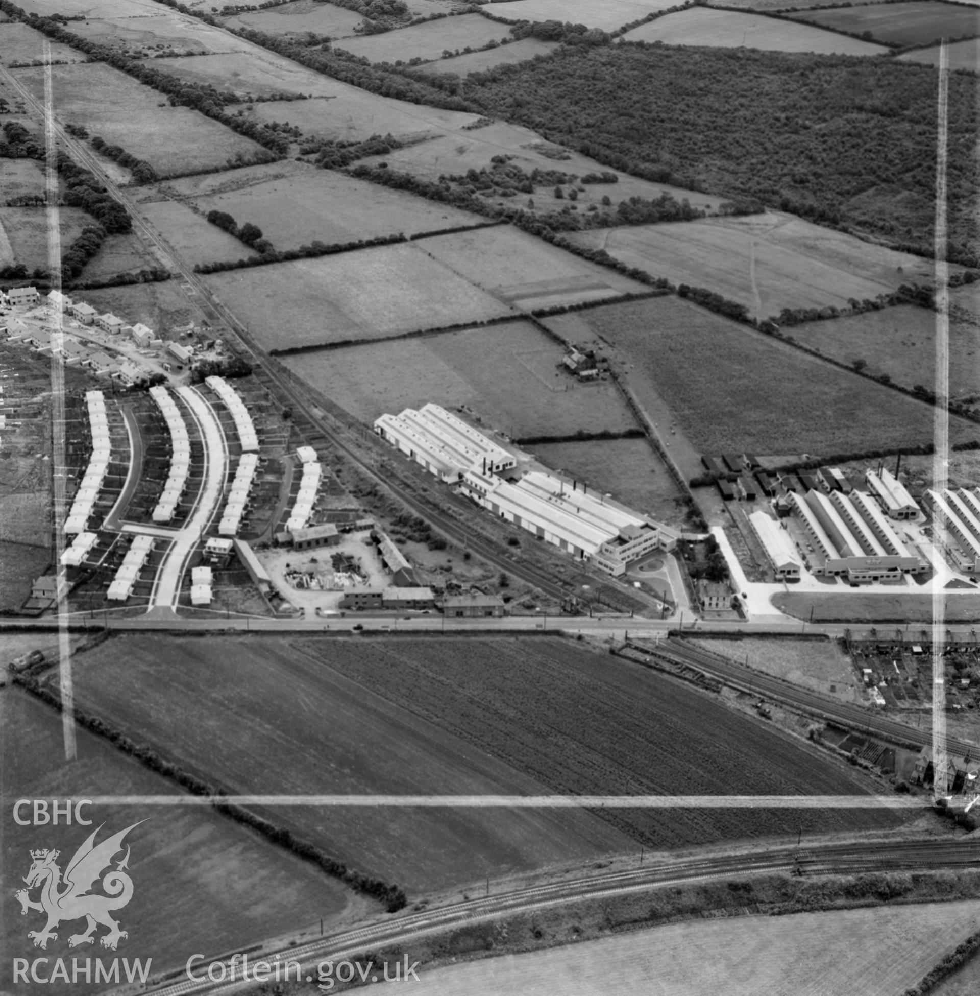 View of factories and housing near Talbot Green, including temporary prefab housing