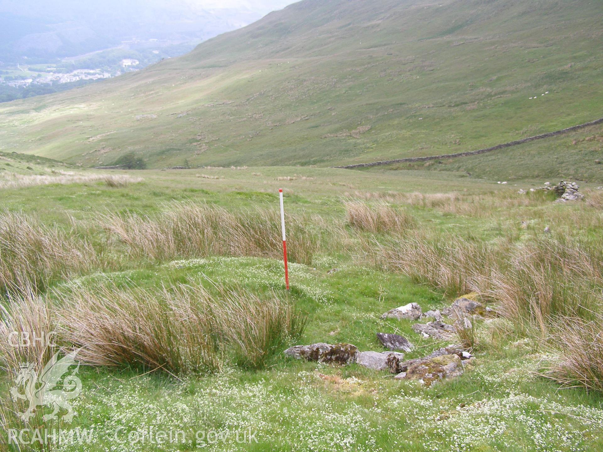 Digital colour photograph of Cwm Ty-Du longhouse taken on 12/06/2007 by P.J. Schofield during the Snowdon North West Upland Survey undertaken by Oxford Archaeology North.